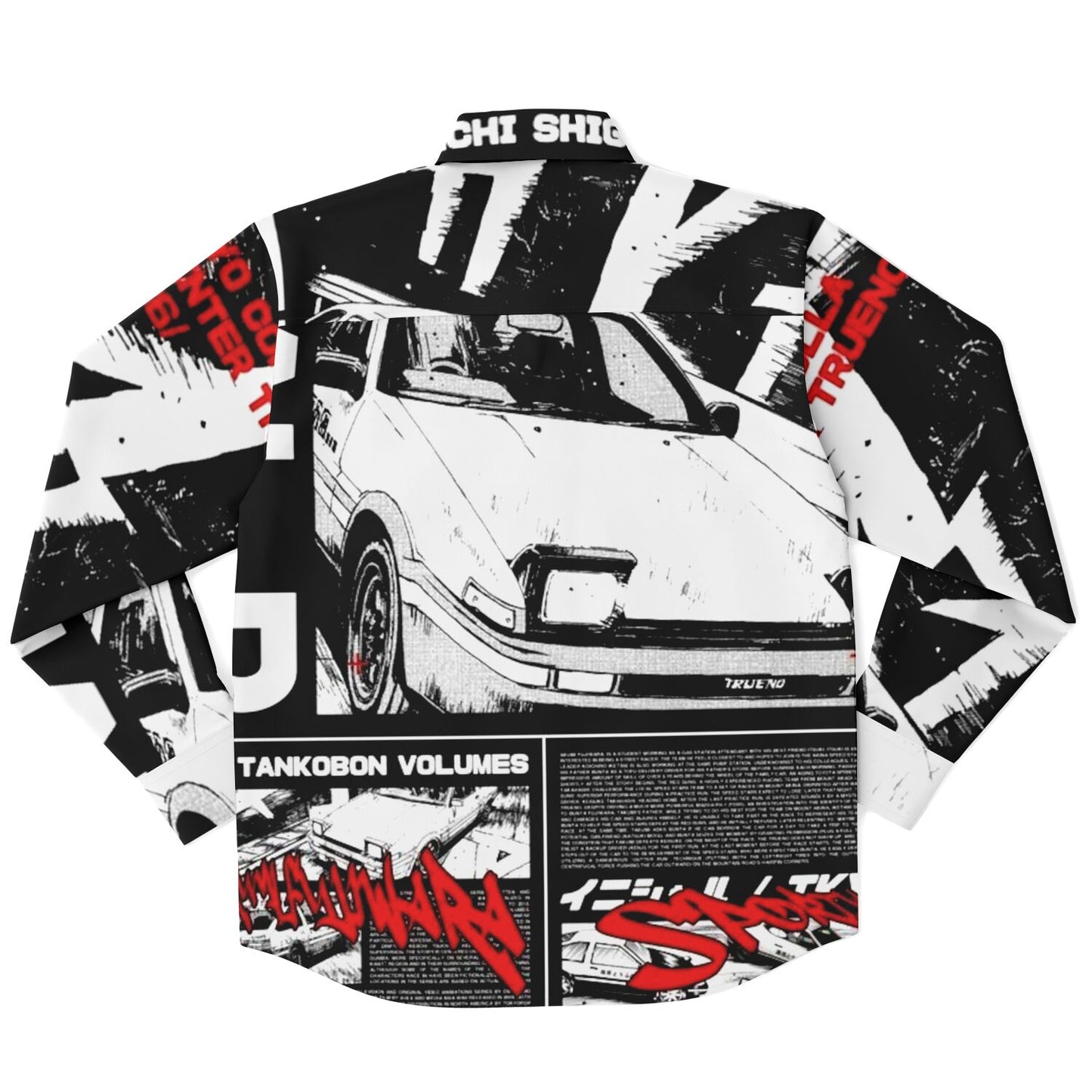 Initial D Trueno Art Long Sleeve Button Down Shirt - AOP