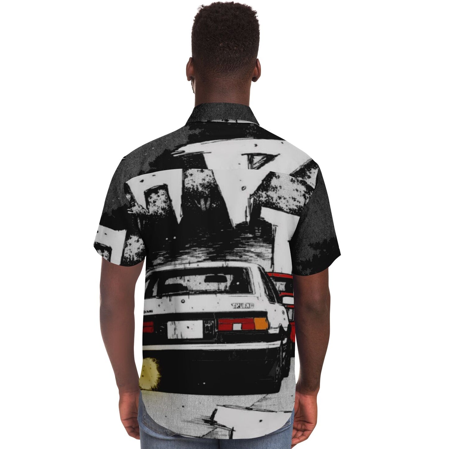 Initial D Illustration Short Sleeve Button Down Shirt - AOP