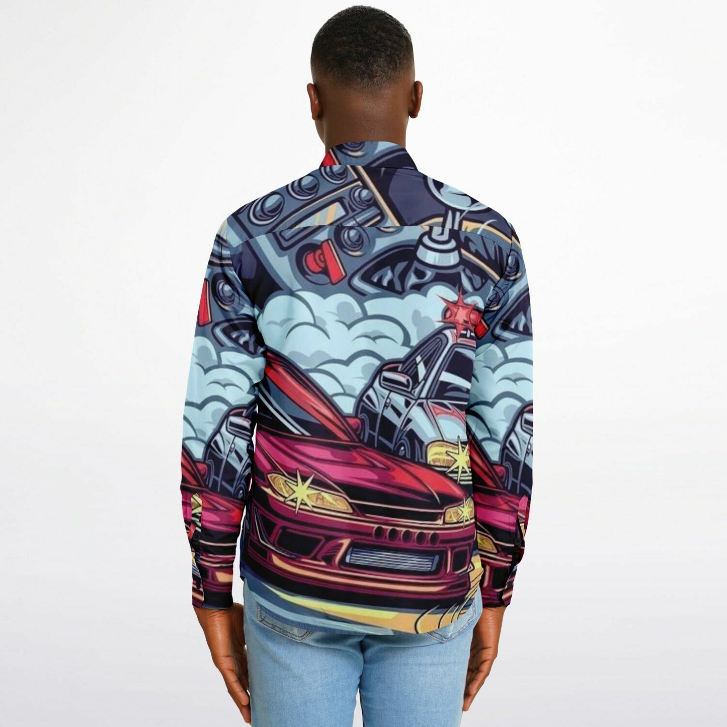 Silvia Illustration Long Sleeve Button Down Shirt - AOP