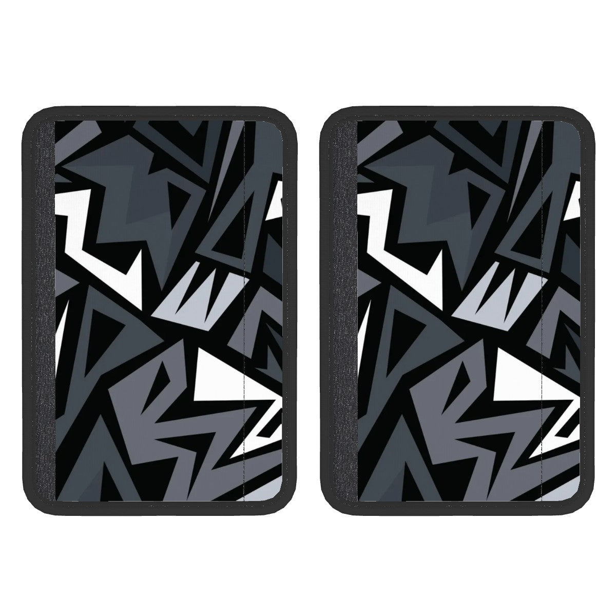 Abstract pattern seat belt cover pad flat lay mockups front.