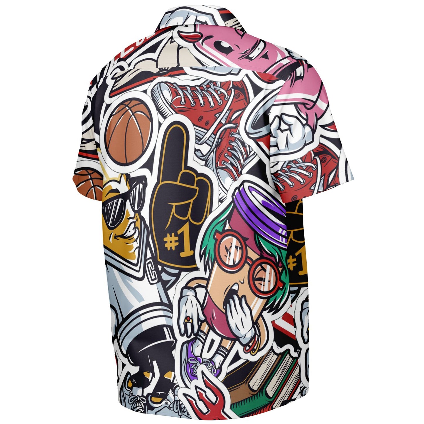Streetwear Illustration Art Spread Collar Short Sleeve Shirt
