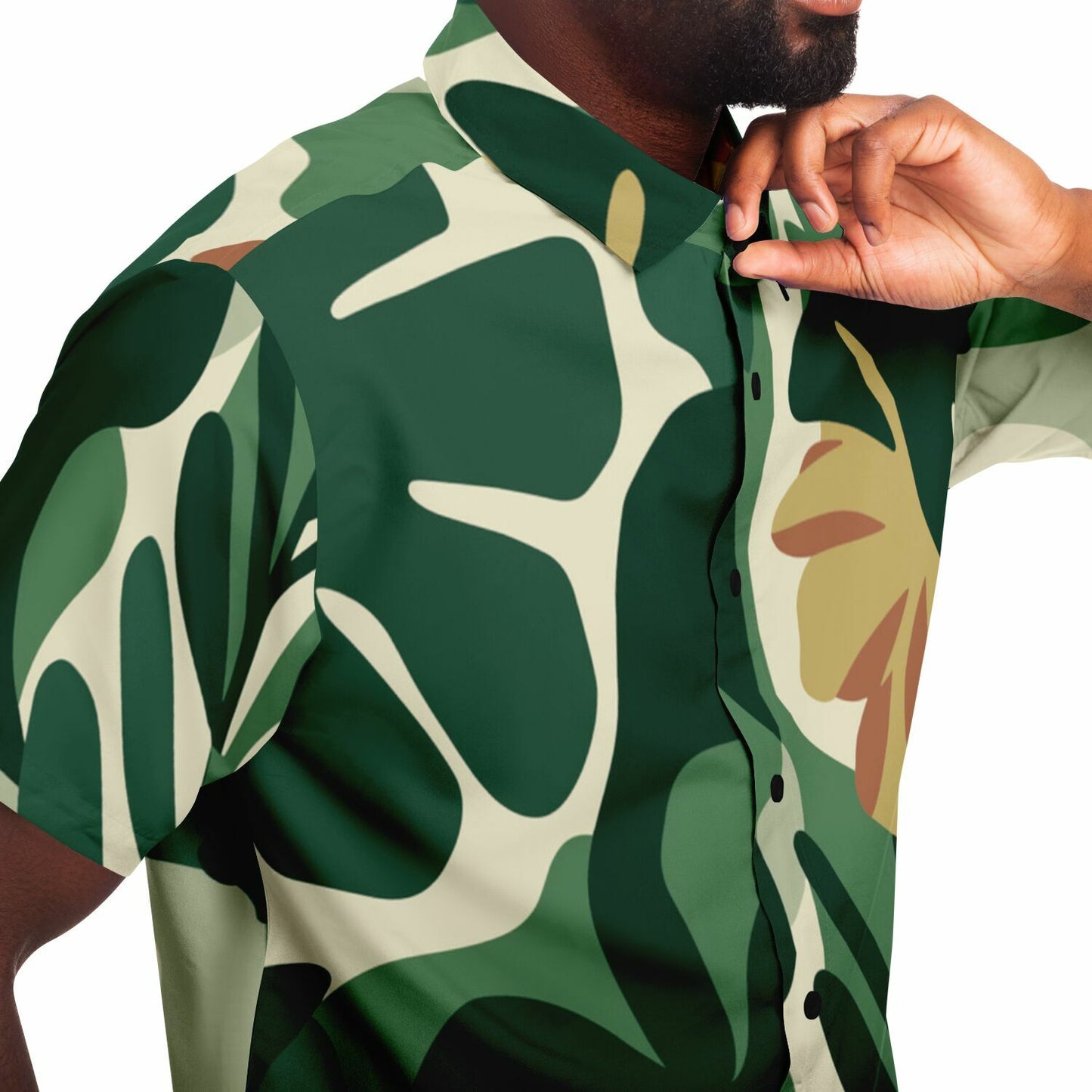 Floral Pattern Short Sleeve Button Down Shirt - AOP