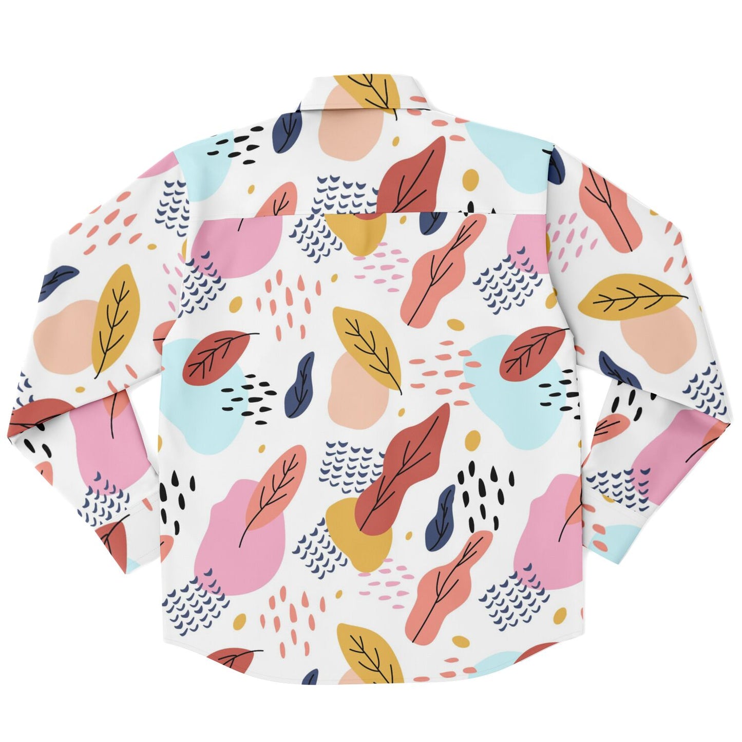 Leaves Painting Long Sleeve Button Down Shirt - AOP