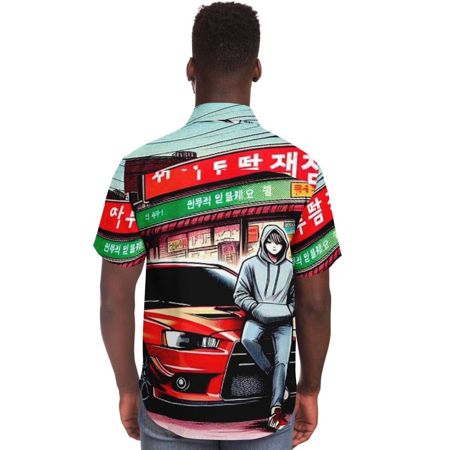Japanese Street Painting Artwork Short Sleeve Button Down Shirt - AOP