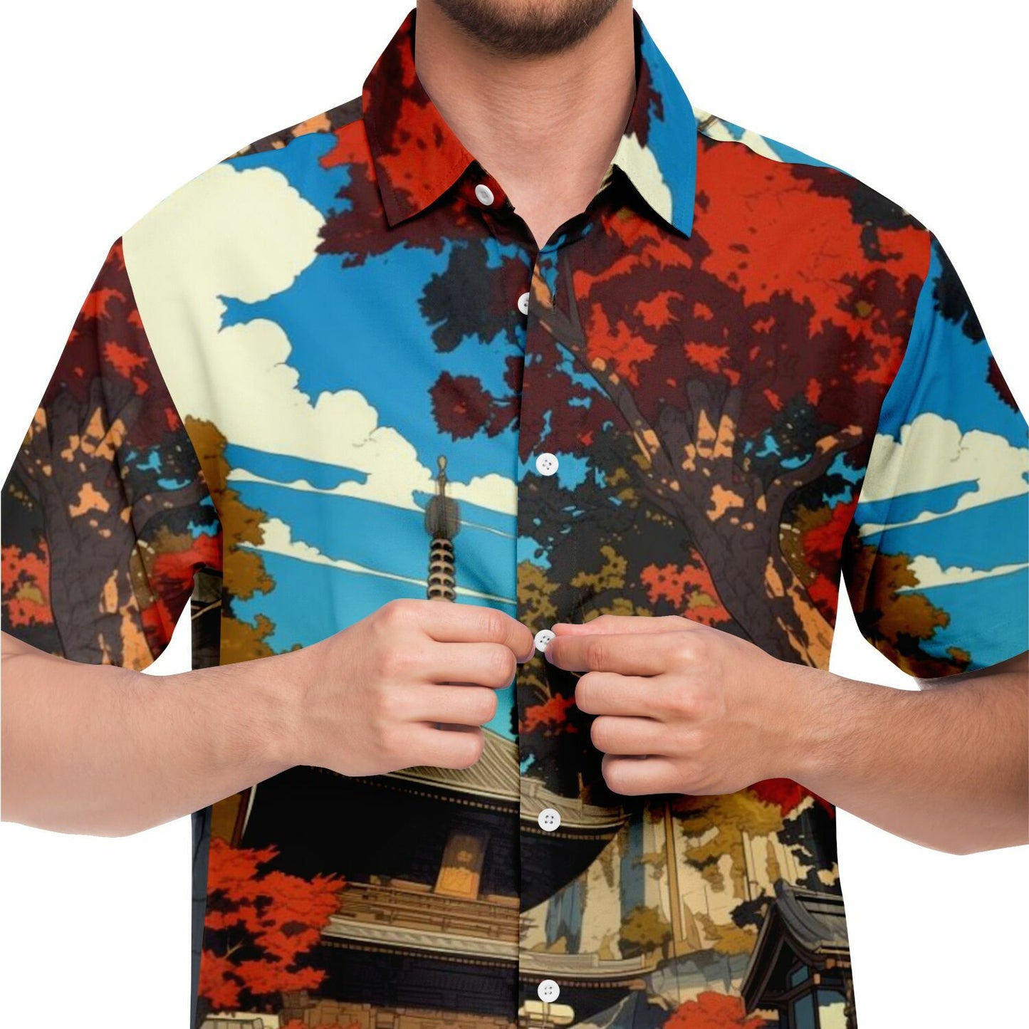 Turbo S Illustration Art Short Sleeve Button Down Shirt - AOP