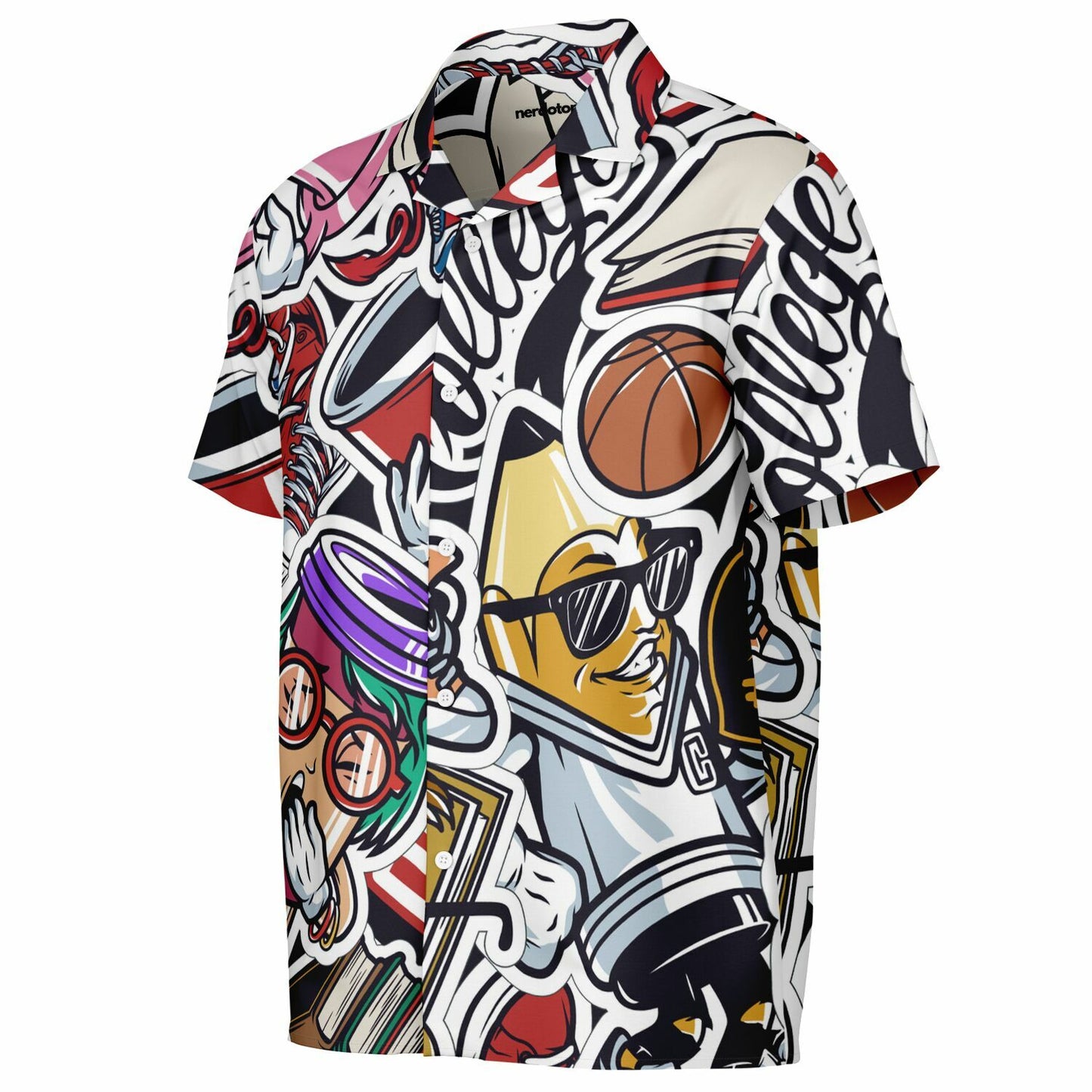 Streetwear Illustration Art Spread Collar Short Sleeve Shirt