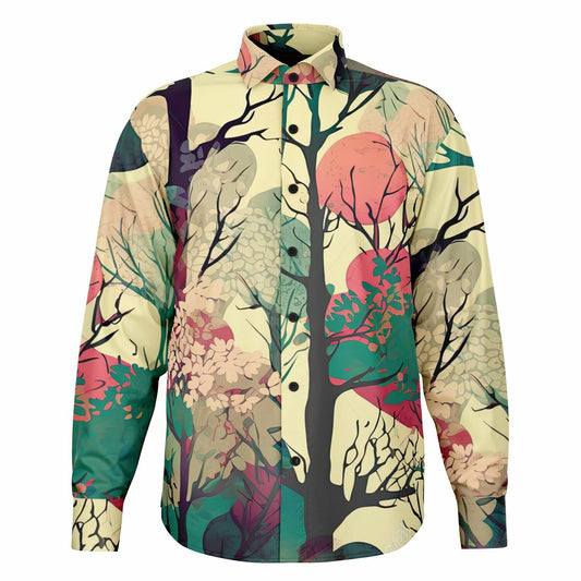 Forest Trees in Autumn Long Sleeve Button Down Shirt - AOP