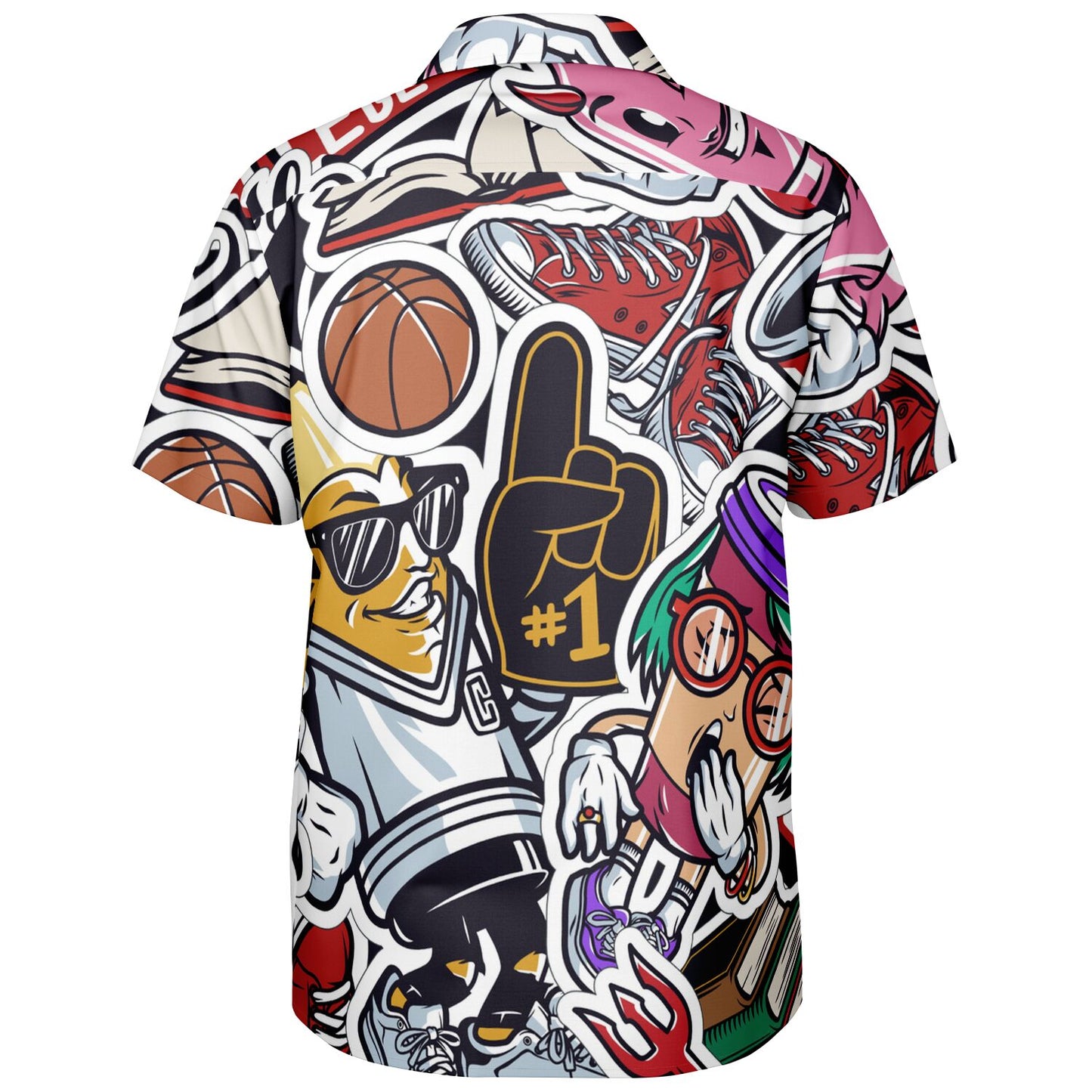 Streetwear Illustration Art Spread Collar Short Sleeve Shirt