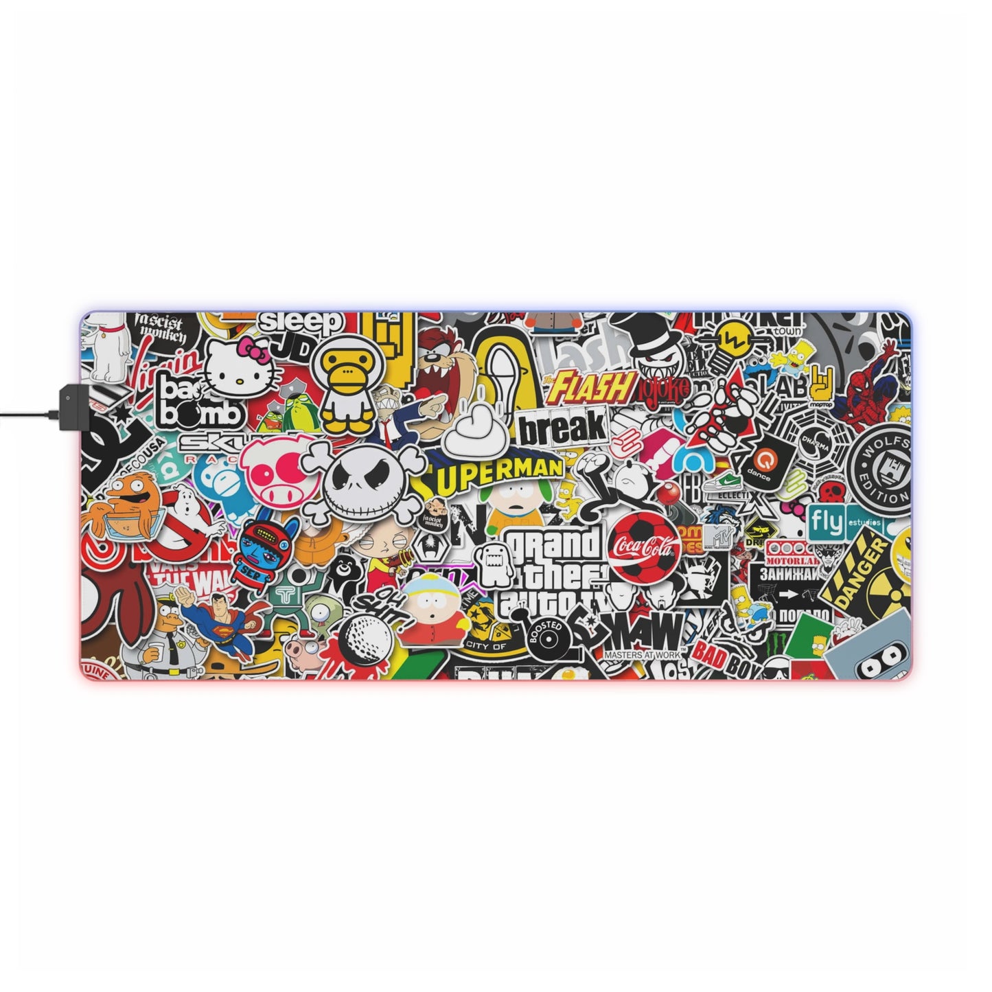 Sticker Bomb RGB LED Gaming Mouse Pad
