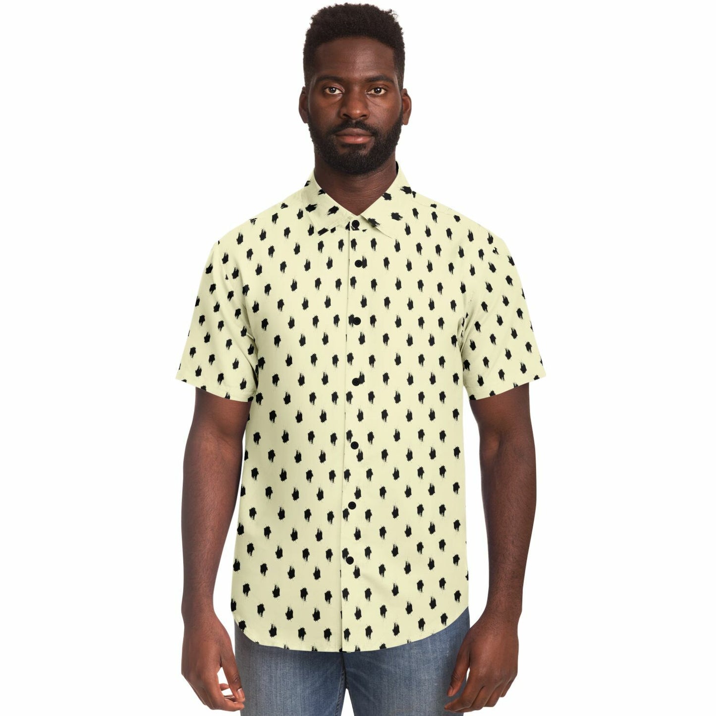 Brushstroke Pattern Short Sleeve Button Down Shirt - AOP