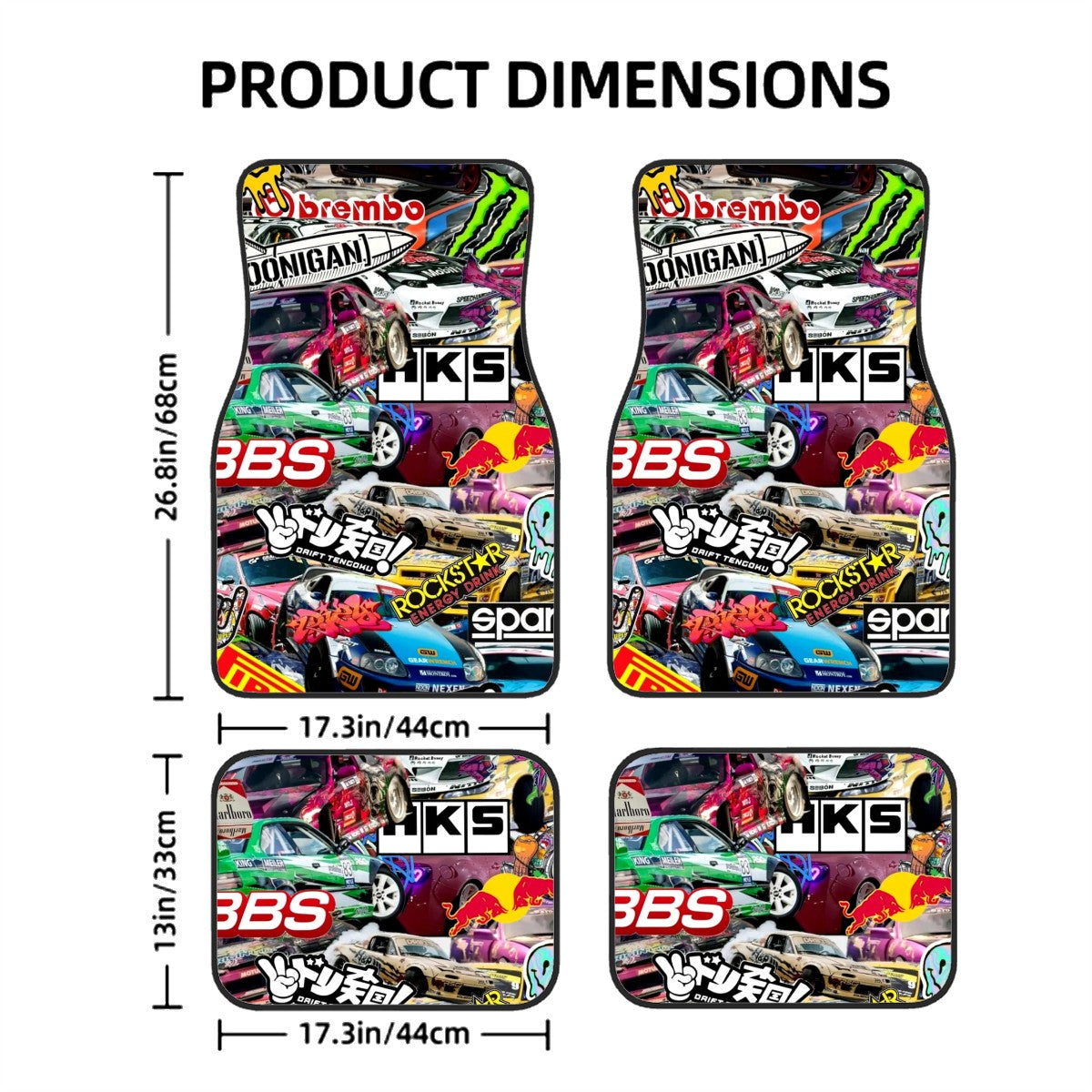 Jdm collage car floor mats size chart.