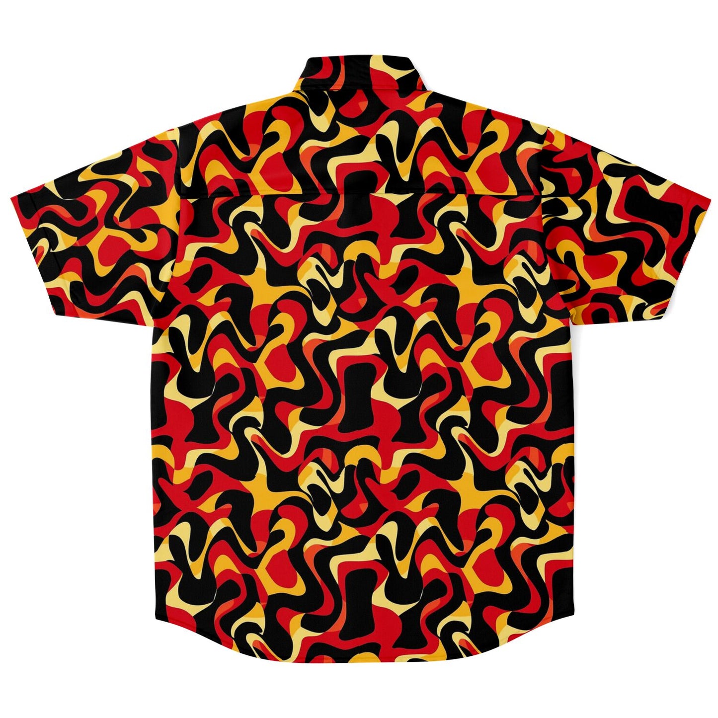 Orange Yellow Abstract Pattern Short Sleeve Button Down Shirt - AOP