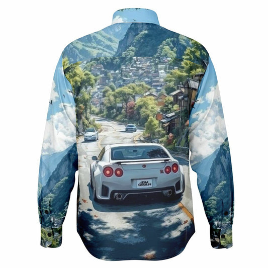 GTR in Japanese Mountain Long Sleeve Button Down Shirt - AOP