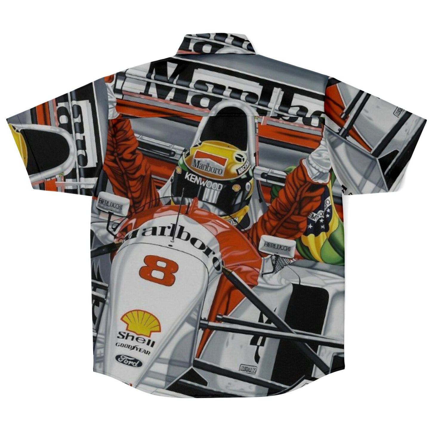 F1 Win Poster Short Sleeve Button Down Shirt - AOP