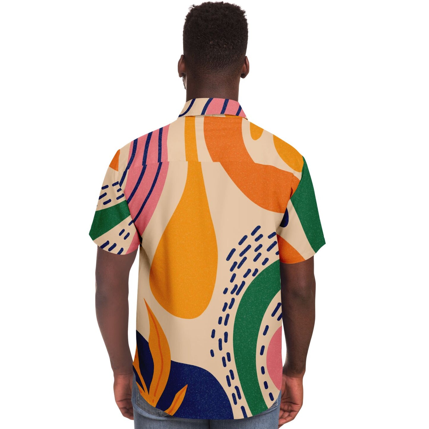 Abstract Artwork Short Sleeve Button Down Shirt - AOP