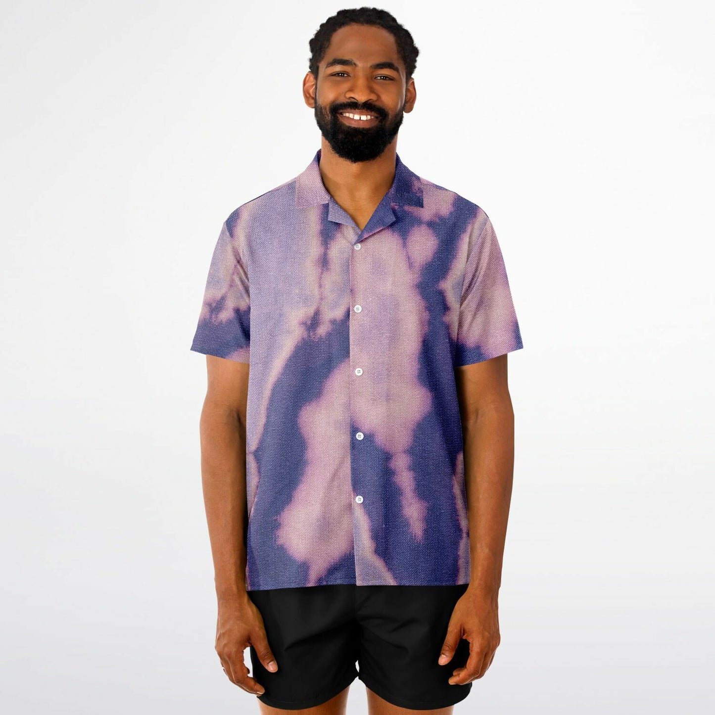 Tie-Dye Pattern Inspired Spread Collar Short Sleeve Shirt