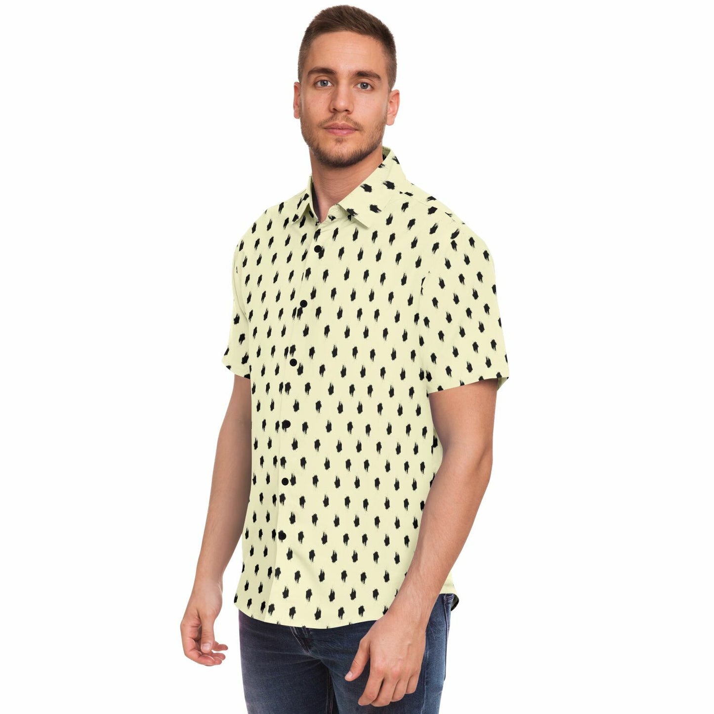 Brushstroke Pattern Short Sleeve Button Down Shirt - AOP