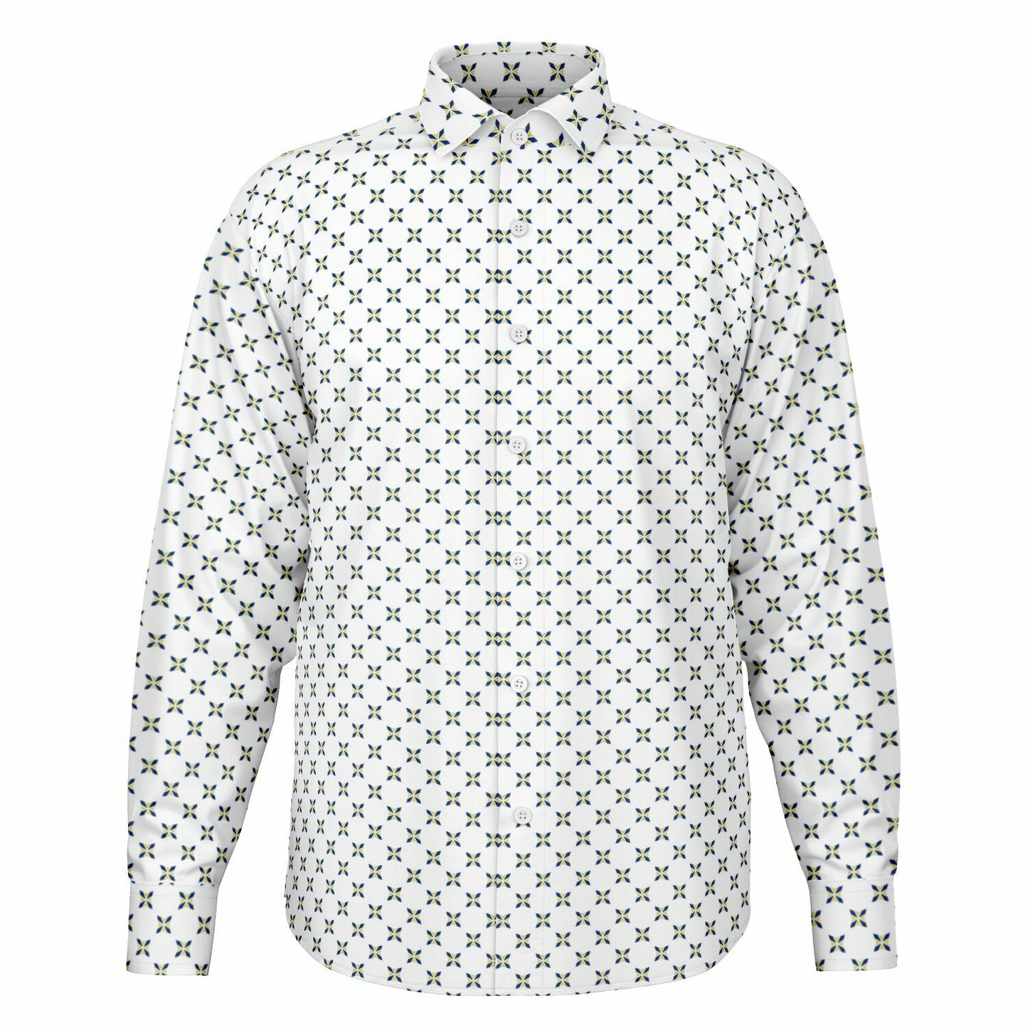 Geometric Pattern Long Sleeve Button Down Shirt - AOP