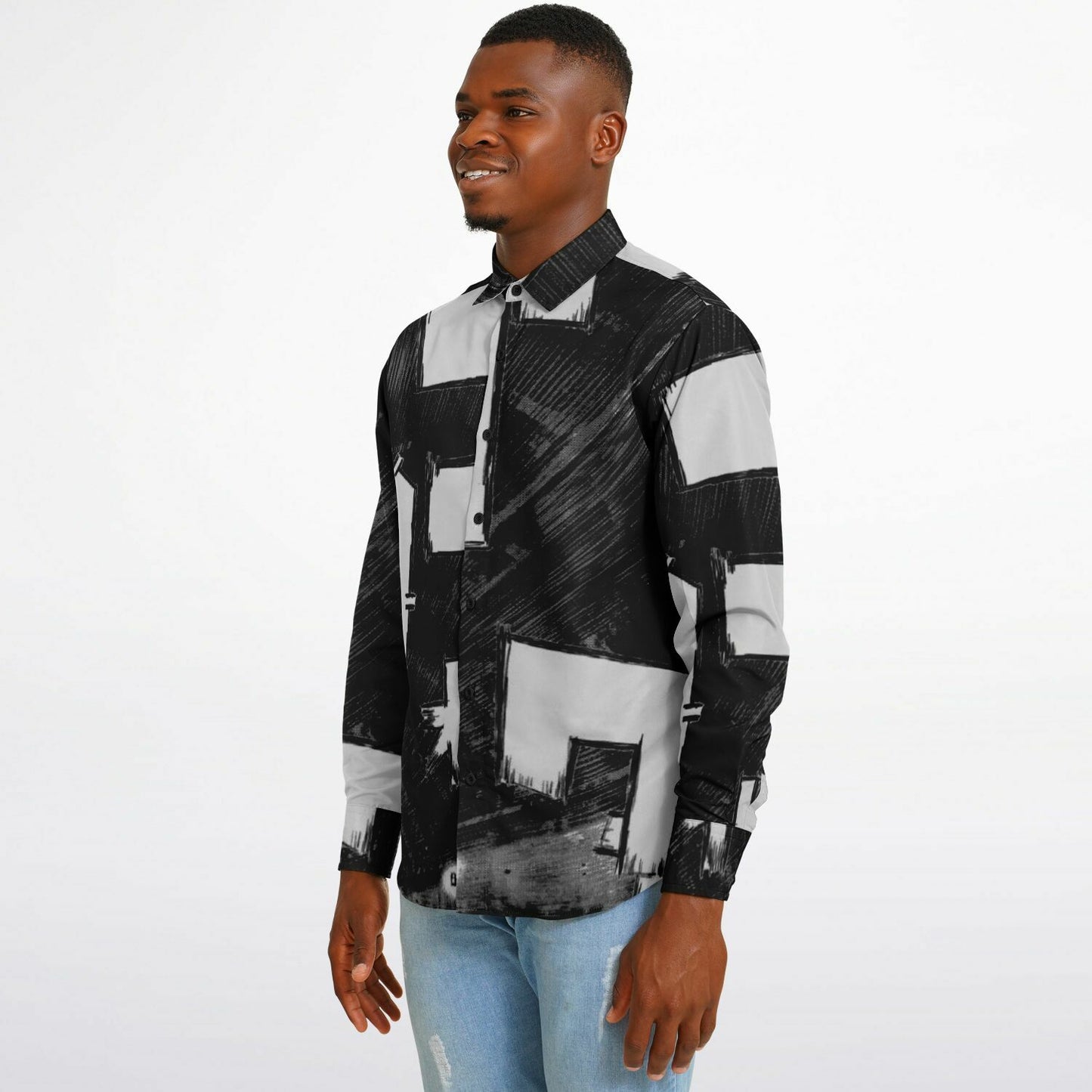 Bimmer Supra Illustration Long Sleeve Button Down Shirt - AOP