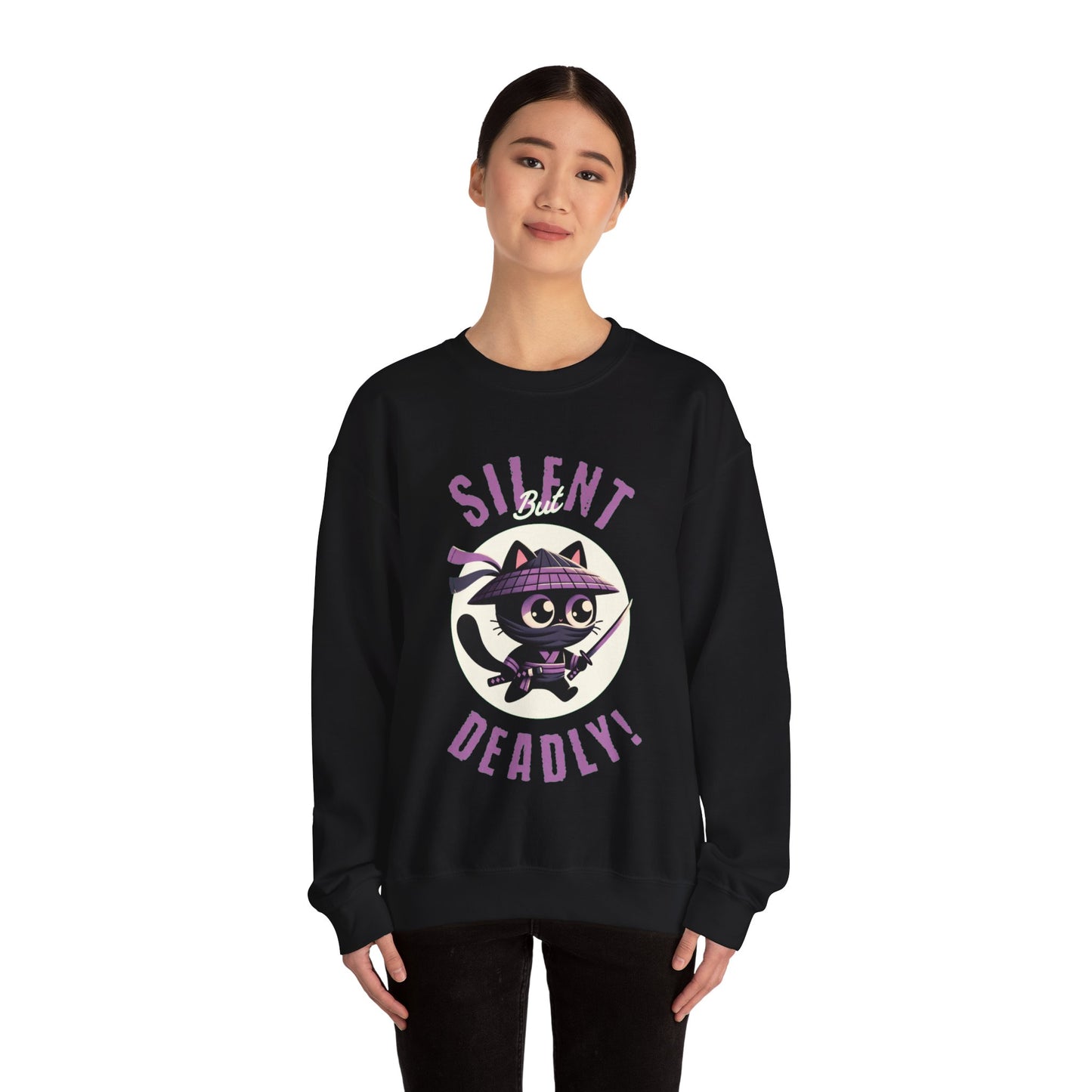 Silent But Deadly Ninja Cat Unisex Heavy Blend™ Crewneck Sweatshirt