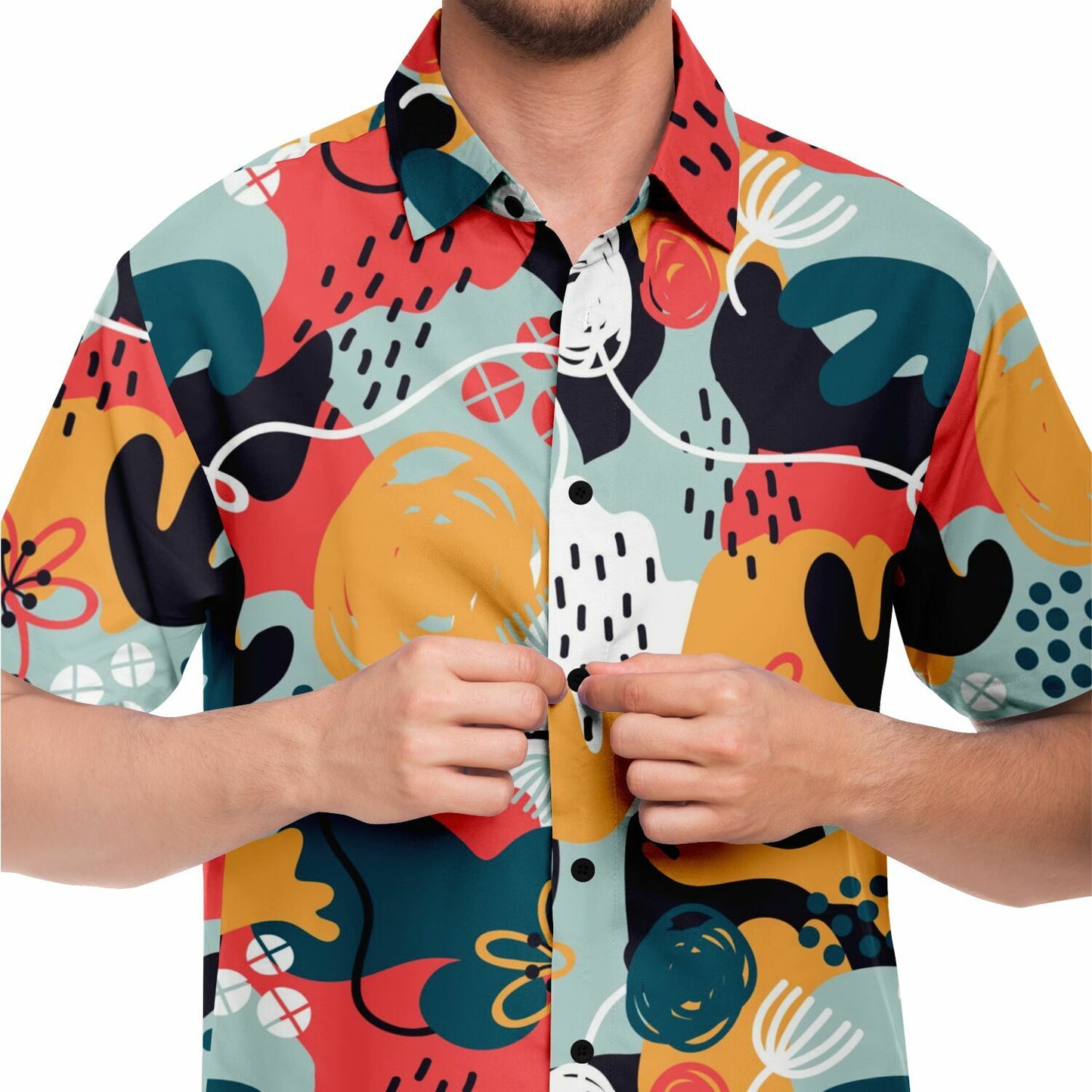 Abstract Painting Short Sleeve Button Down Shirt - AOP