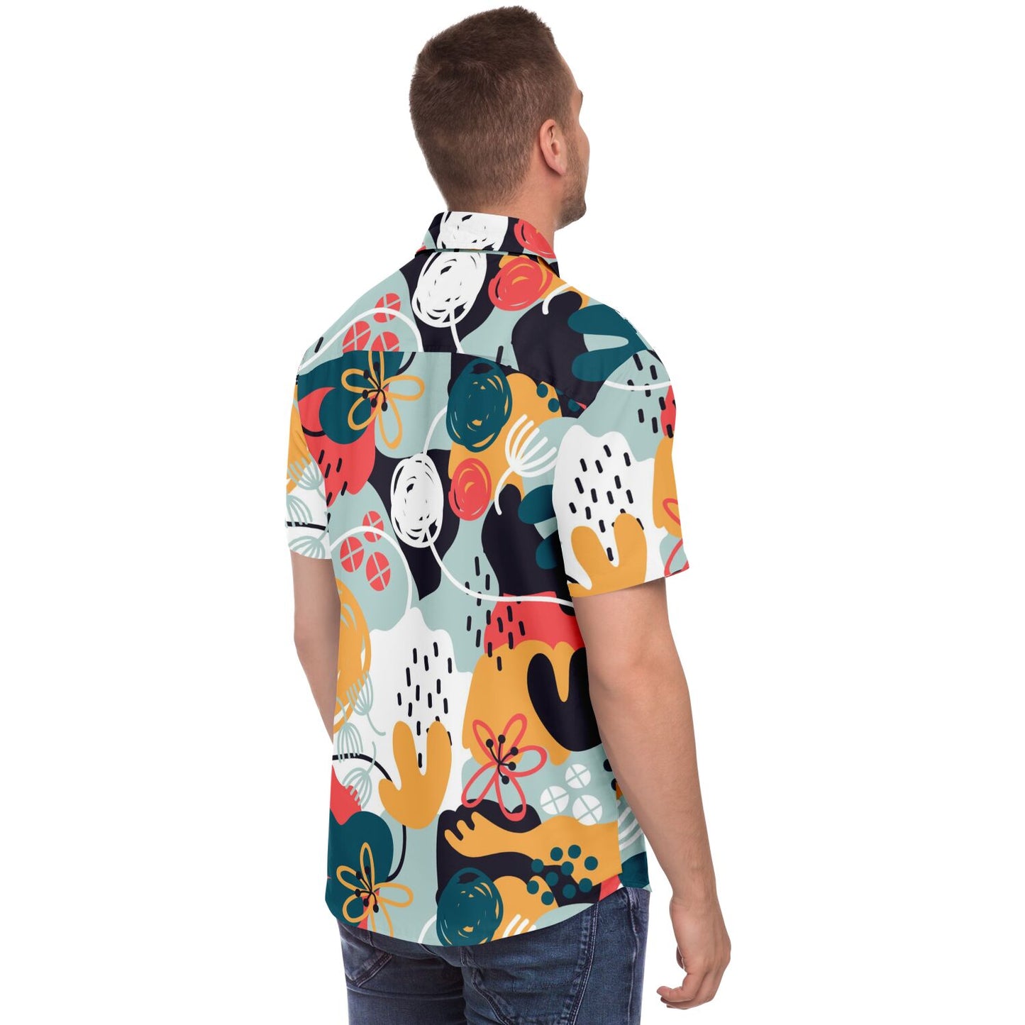 Abstract Painting Short Sleeve Button Down Shirt - AOP