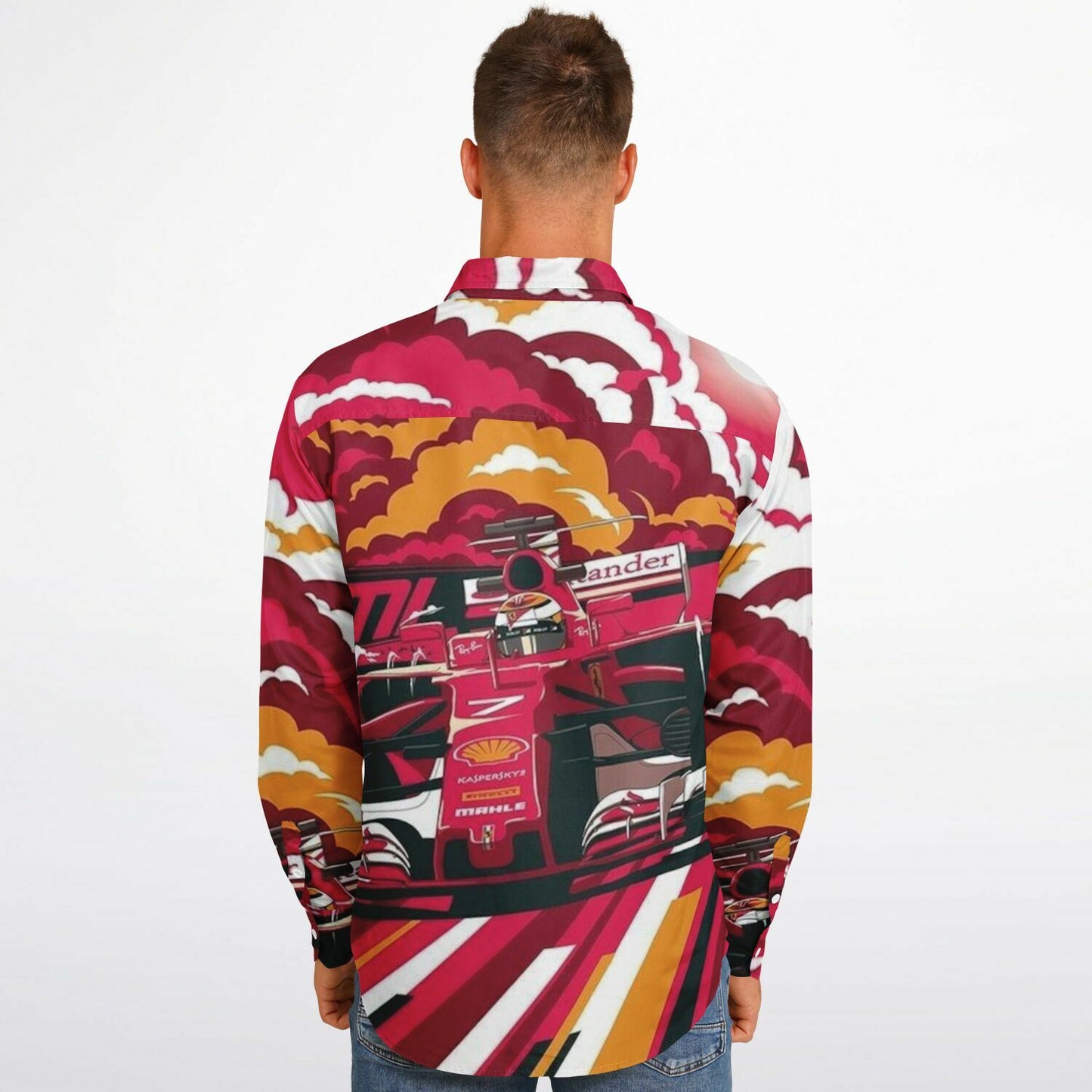 F1 illustration Long Sleeve Button Down Shirt - AOP