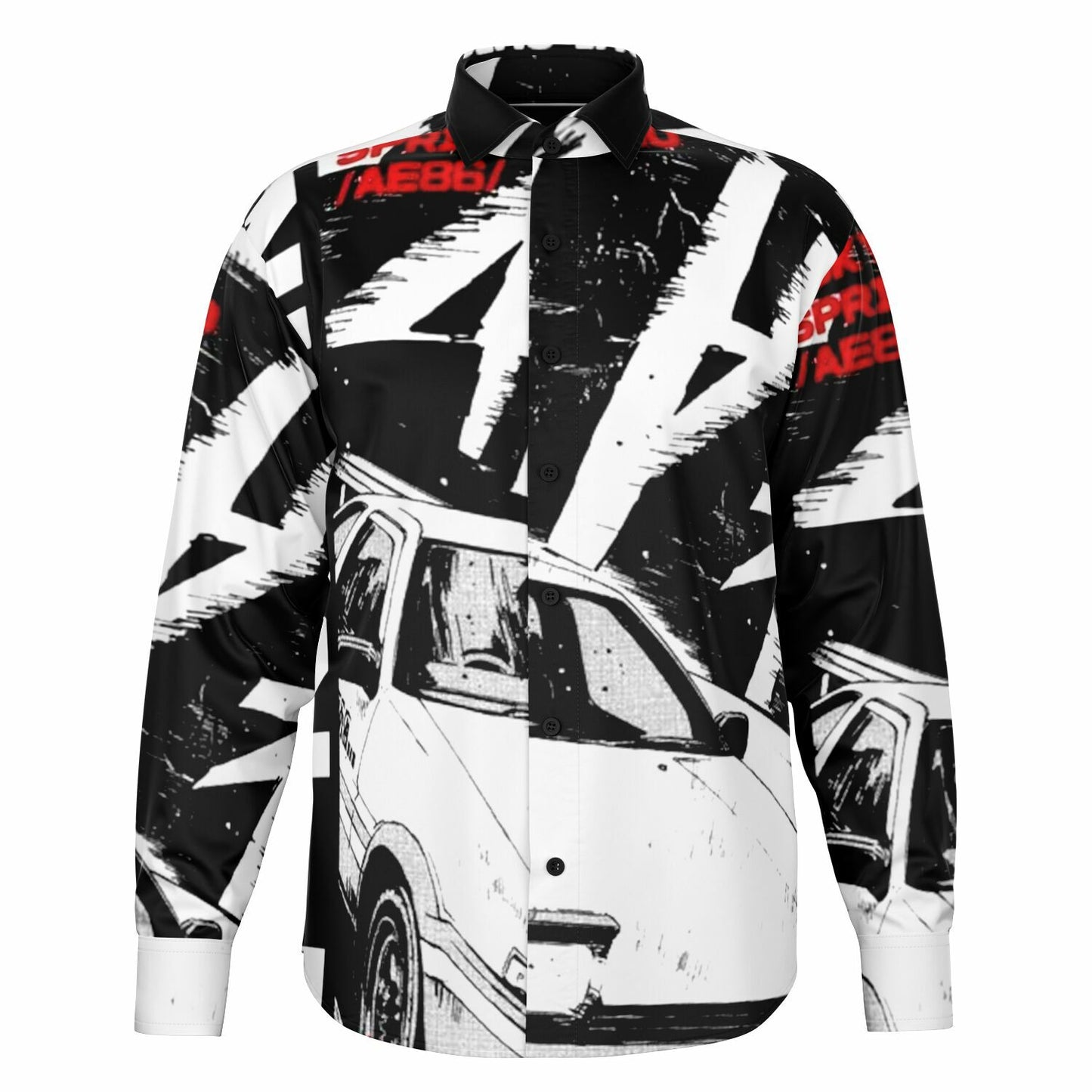 Initial D Trueno Art Long Sleeve Button Down Shirt - AOP