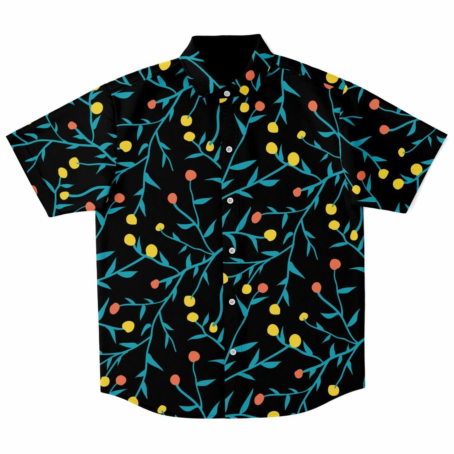 Tropical Pattern Short Sleeve Button Down Shirt - AOP
