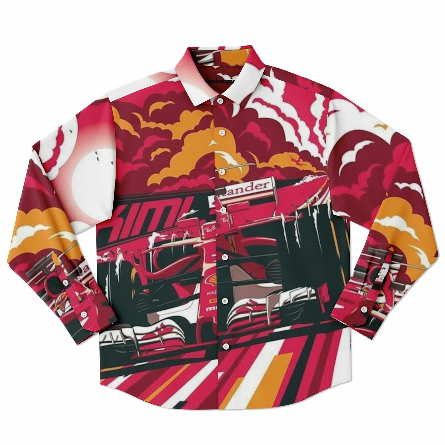 F1 illustration Long Sleeve Button Down Shirt - AOP