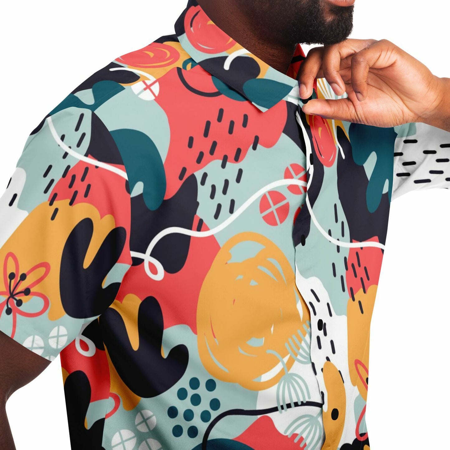 Abstract Painting Short Sleeve Button Down Shirt - AOP