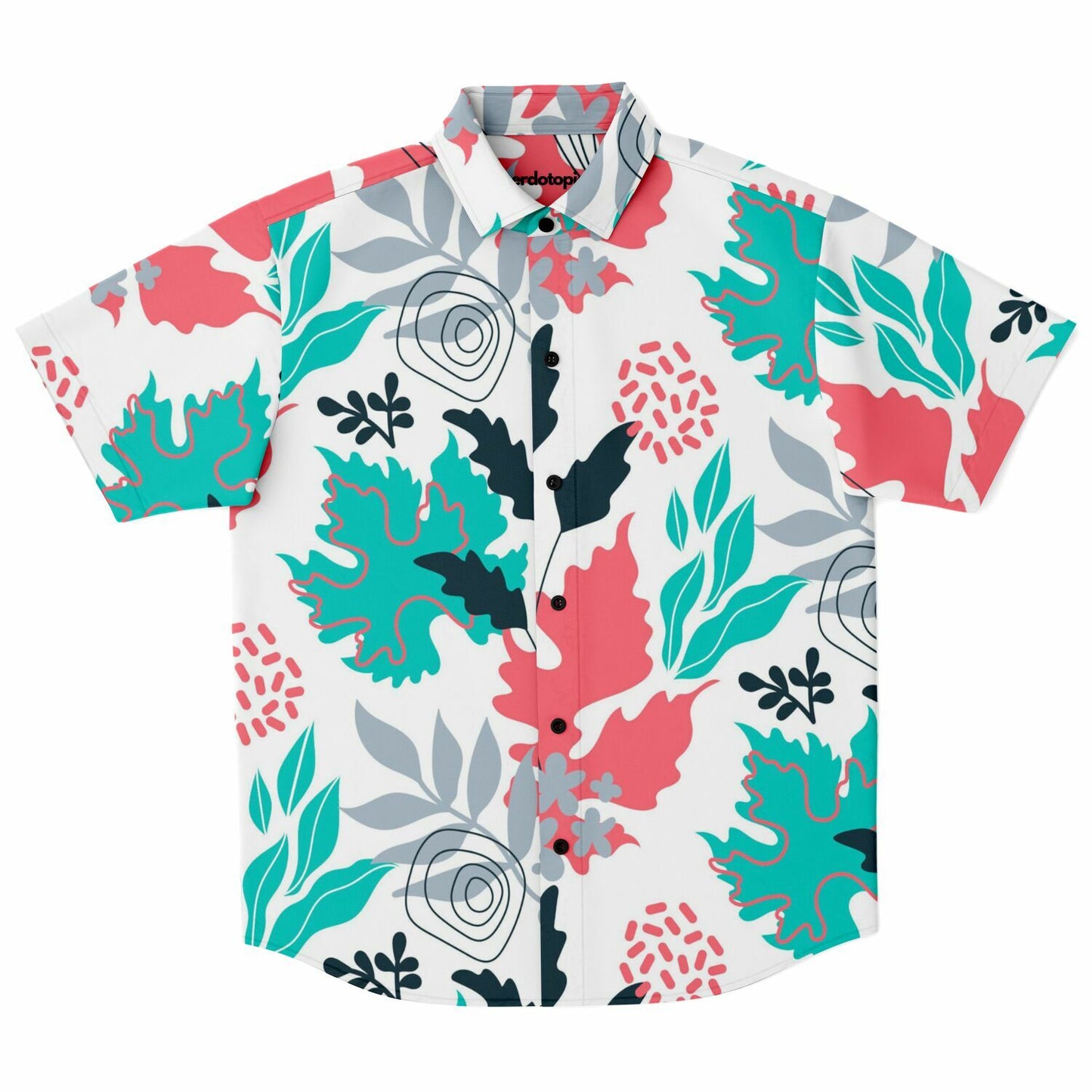 Floral Artwork Short Sleeve Button Down Shirt - AOP