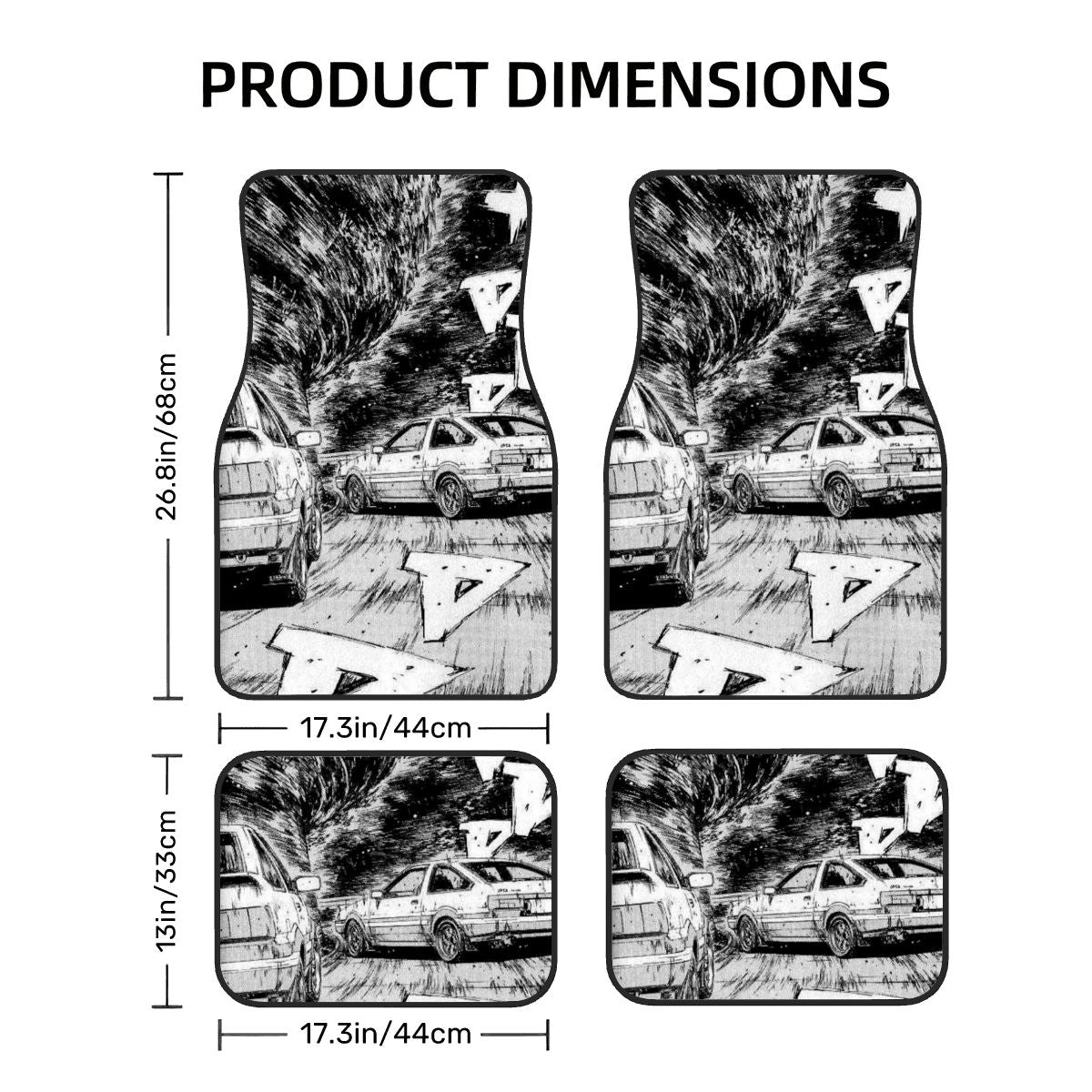 AE86 Pencil Artwork Automotive Floor Mats