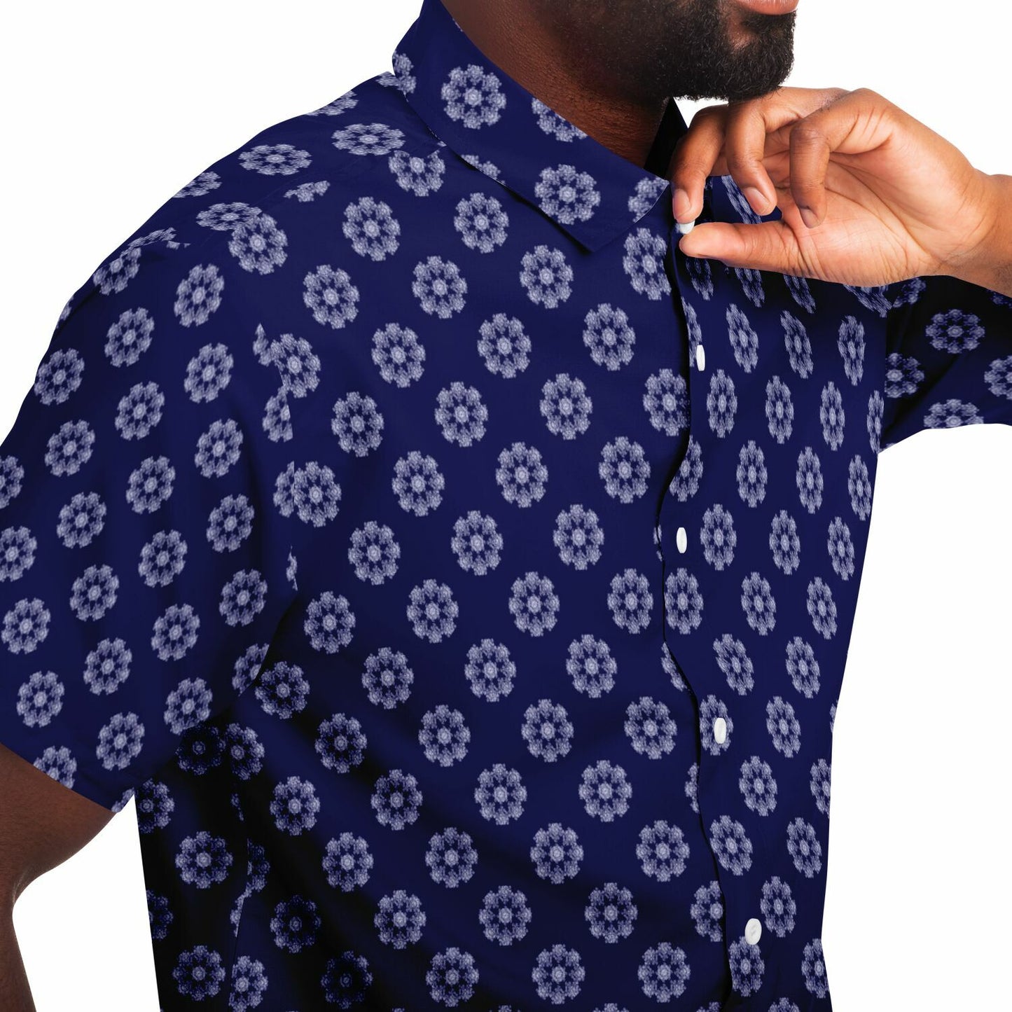Geometric Circle Pattern Short Sleeve Button Down Shirt - AOP