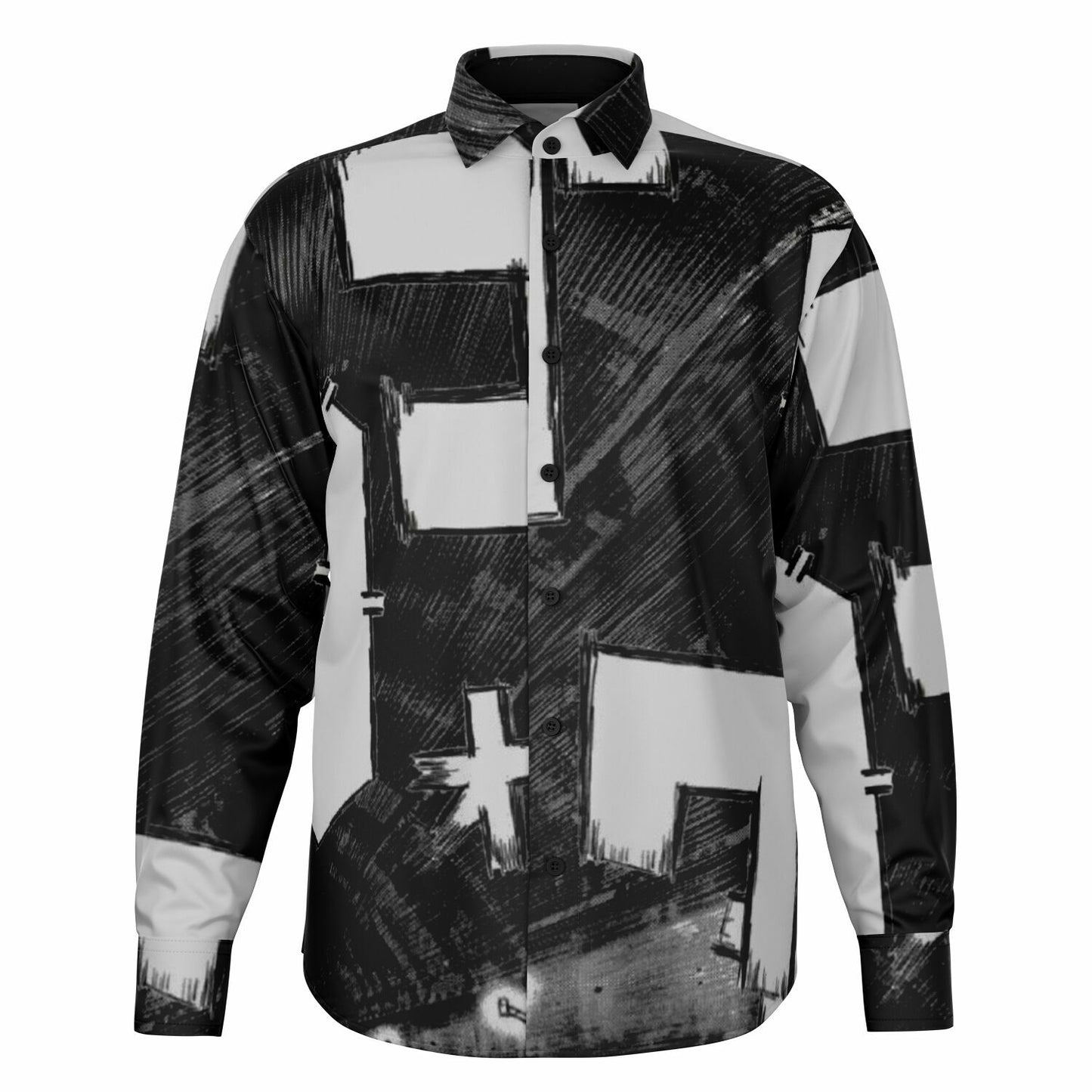 Bimmer Supra Illustration Long Sleeve Button Down Shirt - AOP
