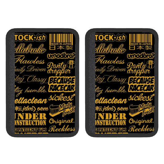 Racing car guy word collage seat belt cover mockup.