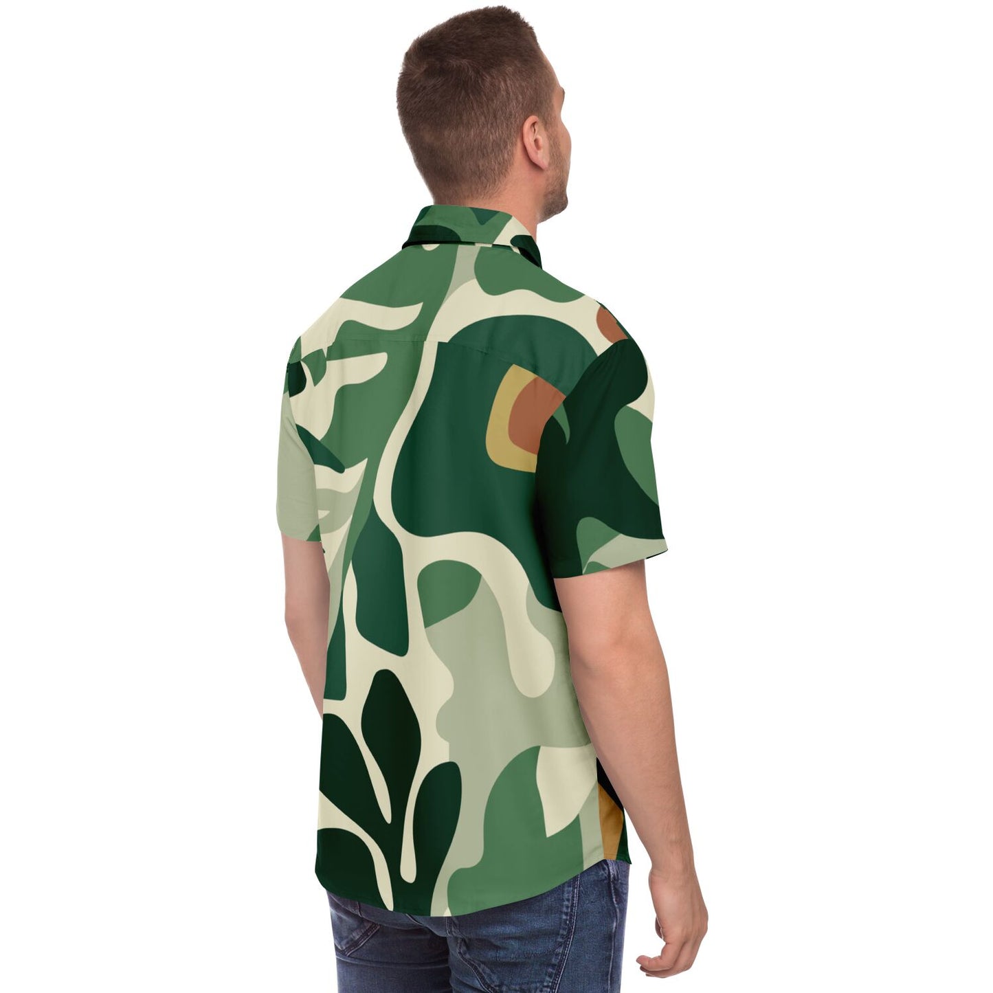 Floral Pattern Short Sleeve Button Down Shirt - AOP