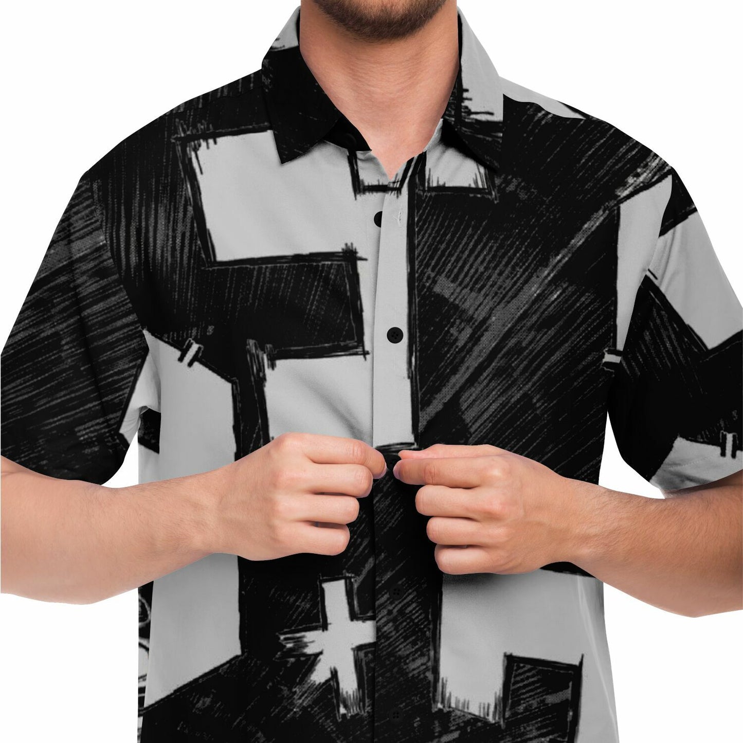 Bimmer Supra Illustration Short Sleeve Button Down Shirt - AOP