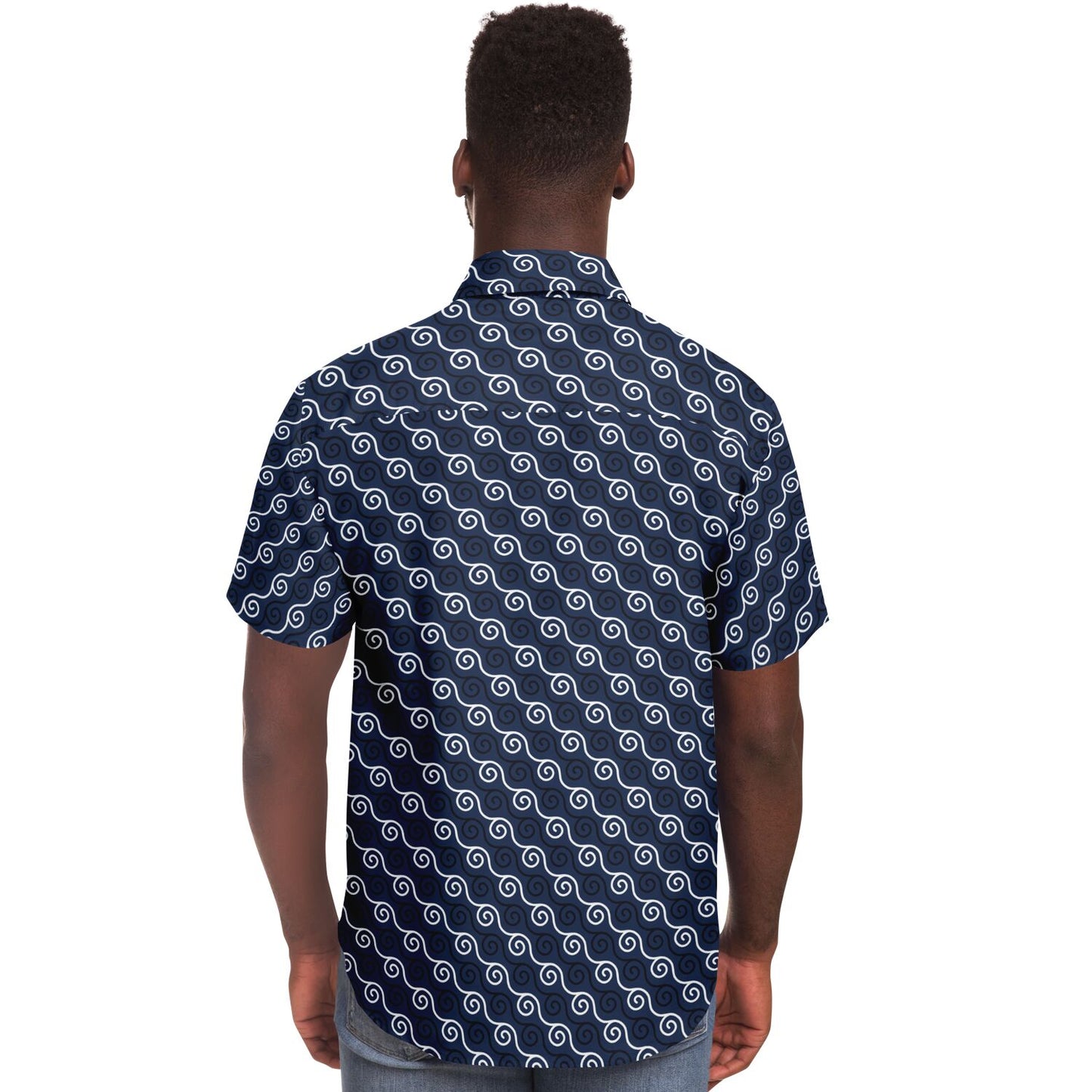 Linen Texture Print Short Sleeve Button Down Shirt - AOP