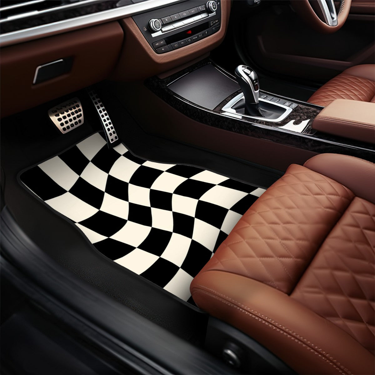 F1 Checkered Pattern Automotive Floor Mats