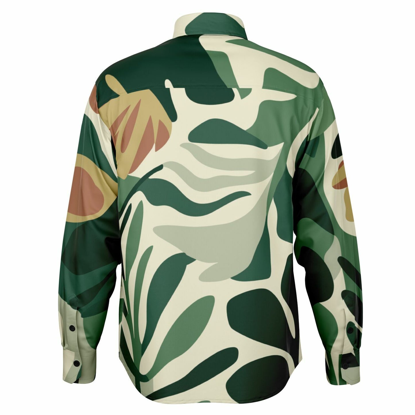Floral Pattern Long Sleeve Button Down Shirt - AOP