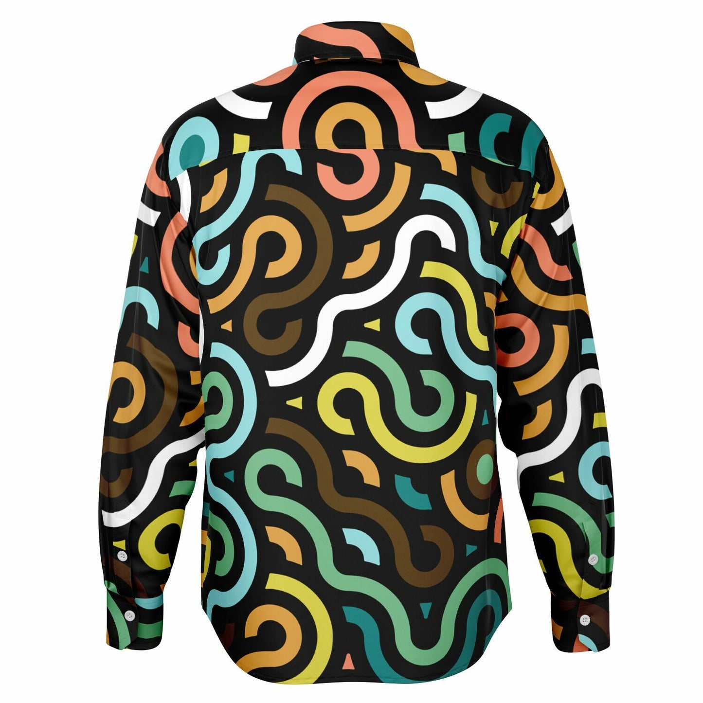 Colored Doodle Art Long Sleeve Button Down Shirt - AOP