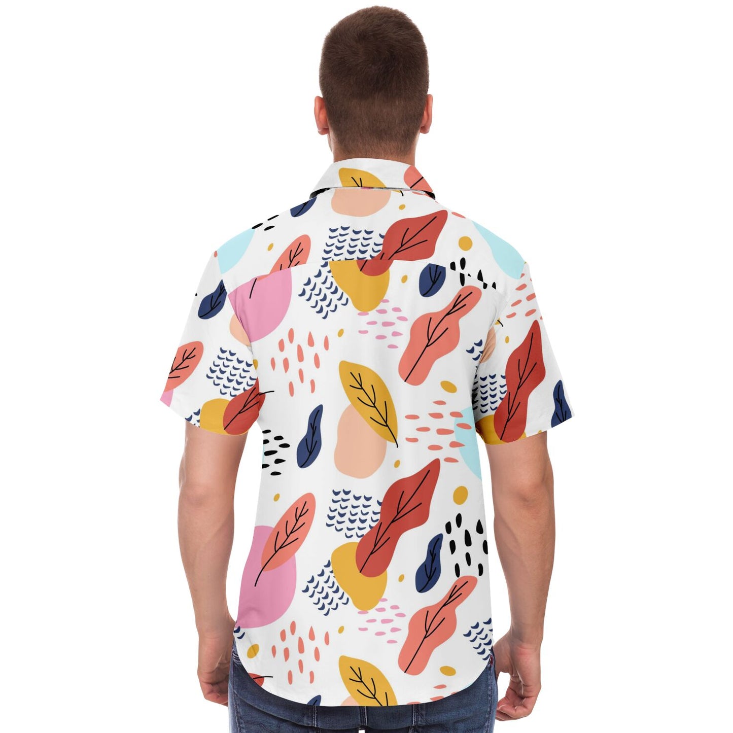 Leaves Painting Short Sleeve Button Down Shirt - AOP