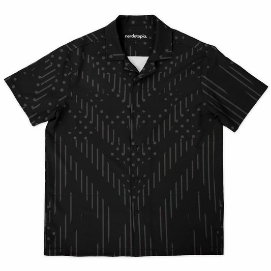black pattern shirt flat lay