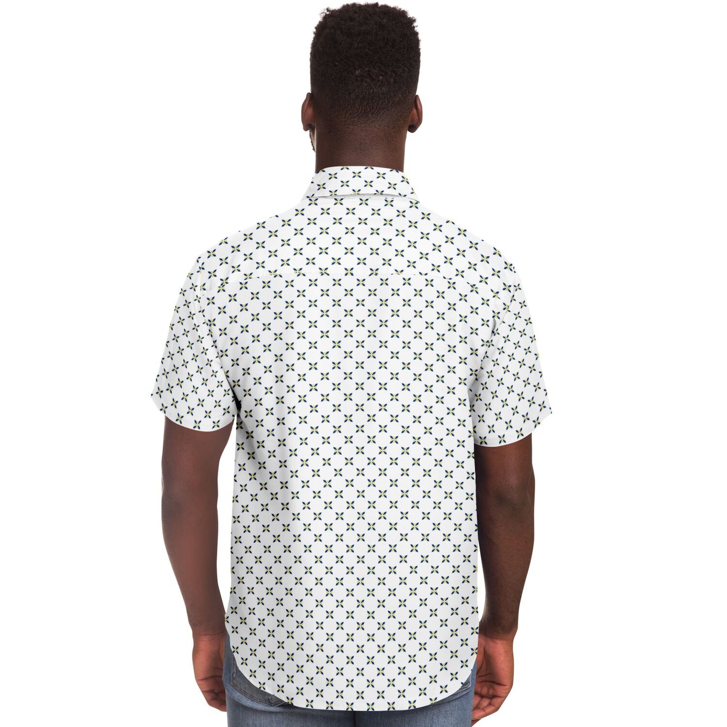 Geometric Pattern Short Sleeve Button Down Shirt - AOP