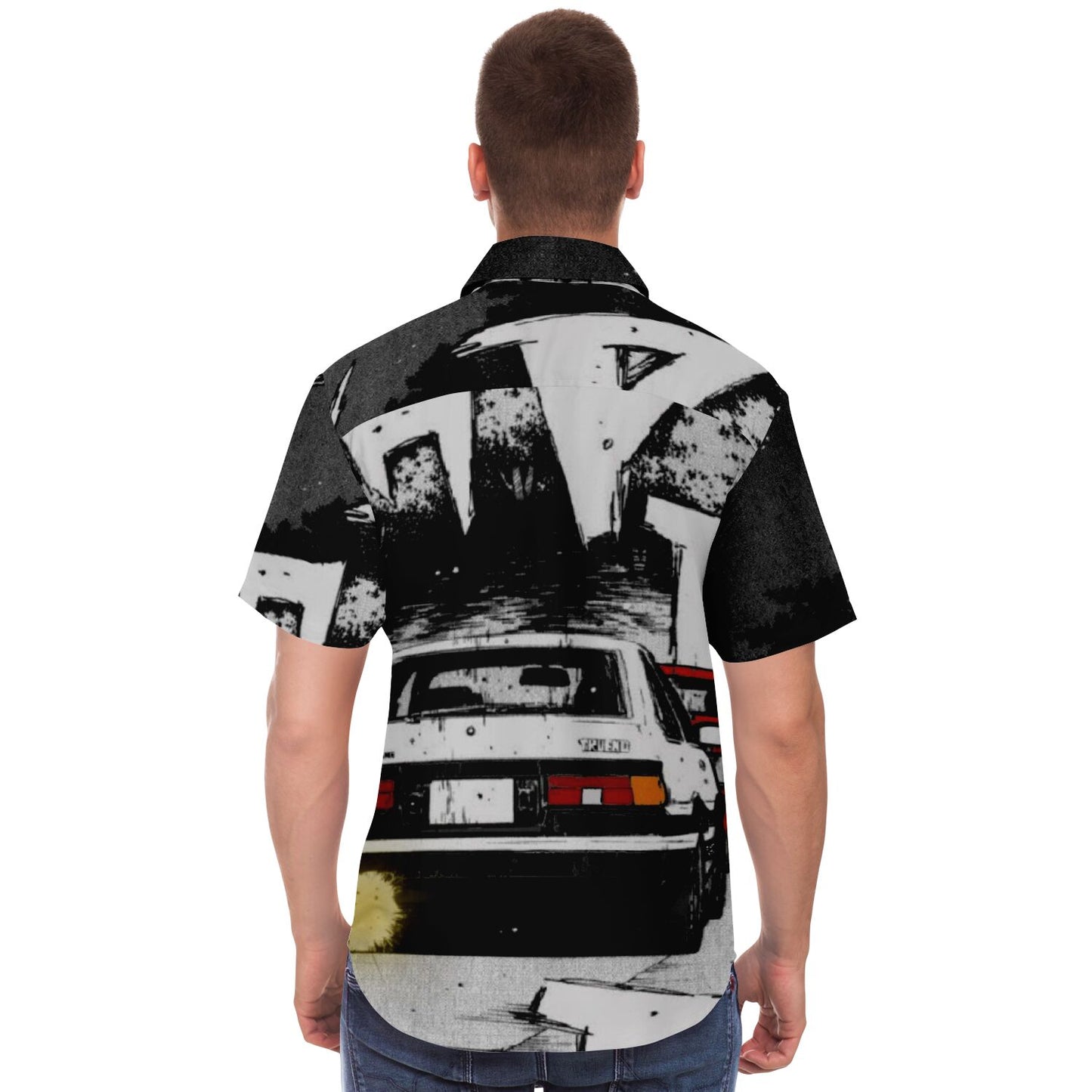 Initial D Illustration Short Sleeve Button Down Shirt - AOP