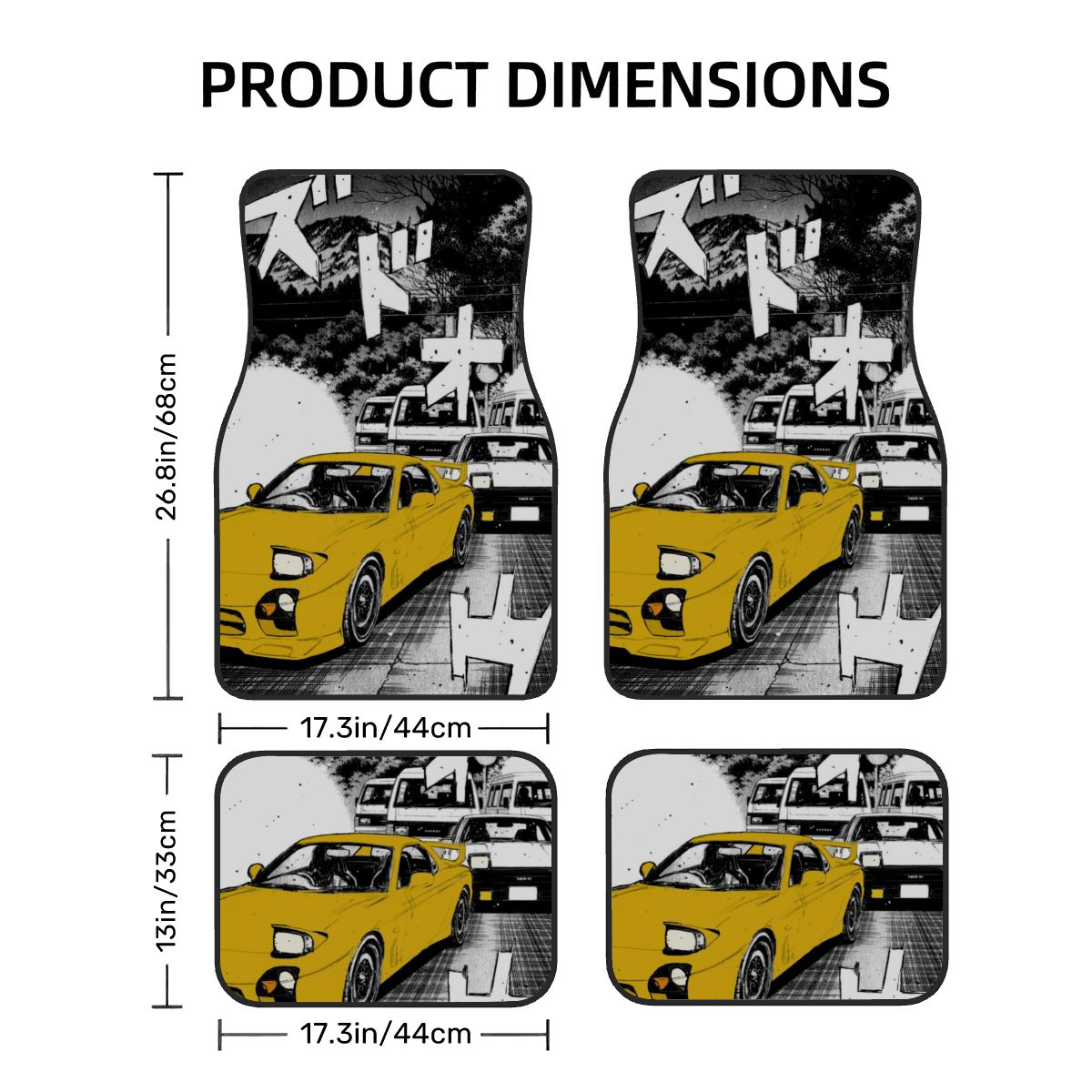 RX7 AE86 Illustration Artwork Automotive Floor Mats