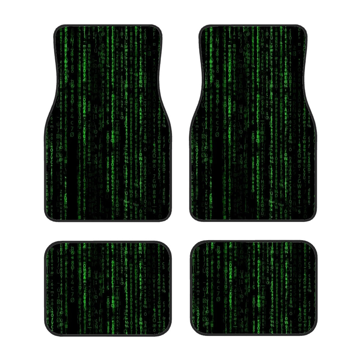 Matrix pattern inspired car floor mats mockup flat lay front.