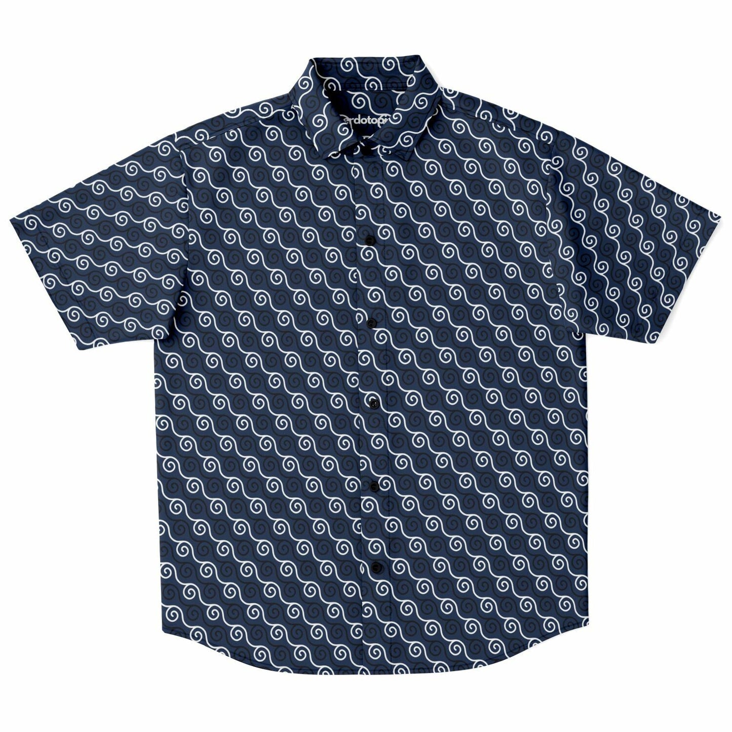 Linen Texture Print Short Sleeve Button Down Shirt - AOP