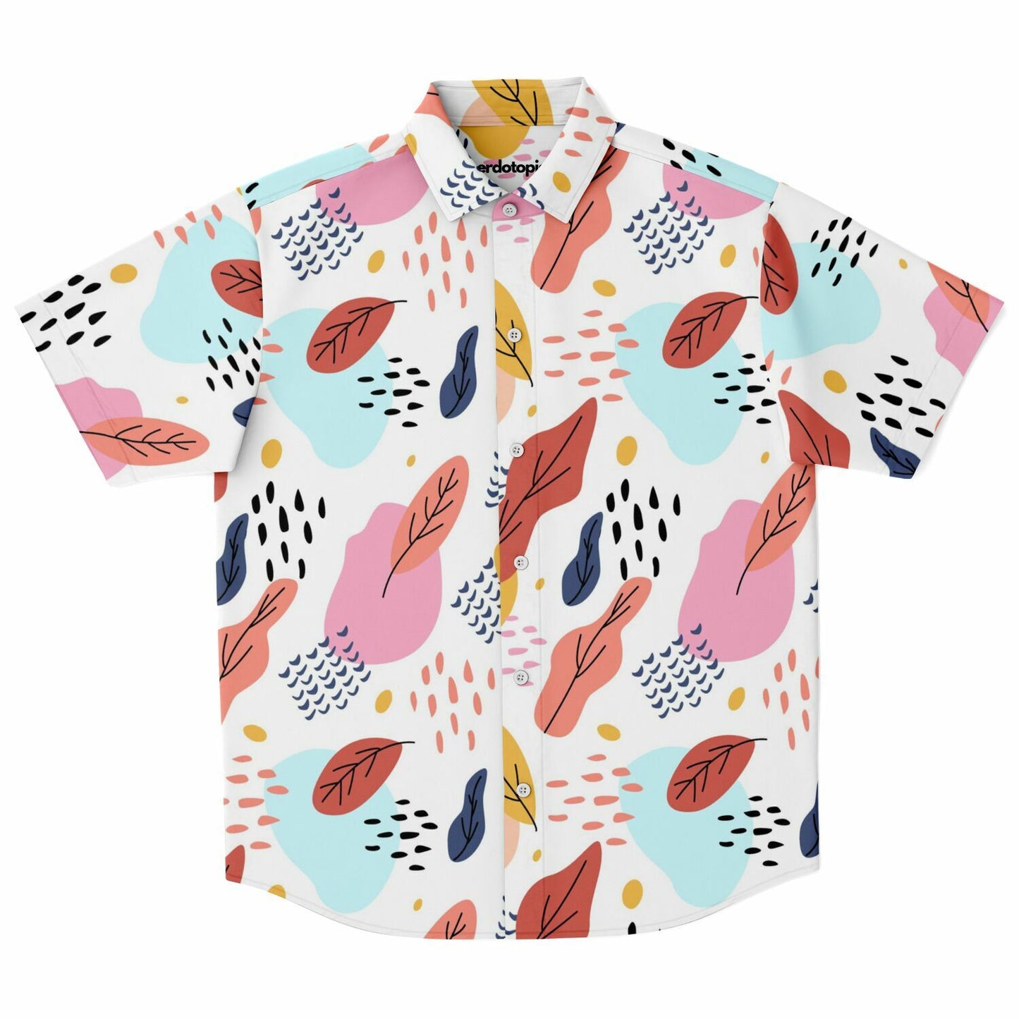 Leaves Painting Short Sleeve Button Down Shirt - AOP